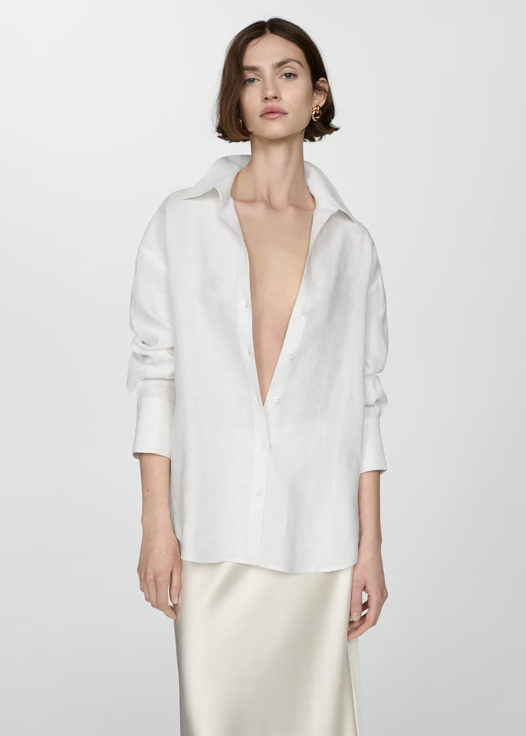 Camisa Satinada Blusa Seda Blanca Zara Satinado Zara Camisa