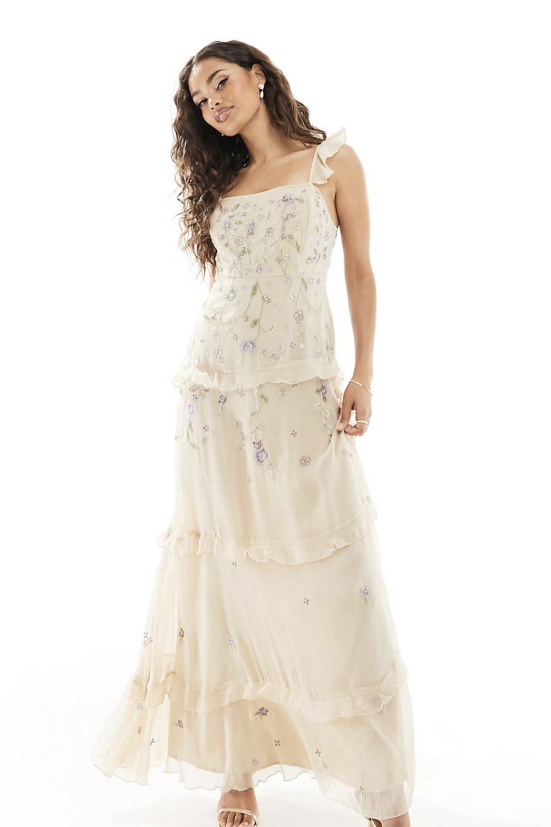 princess polly baby blue dress ASOS DESIGN Bridesmaid satin cowl neck maxi dress with full skirt in olive  green – On Sale Now with Up to 44% Off main image 0