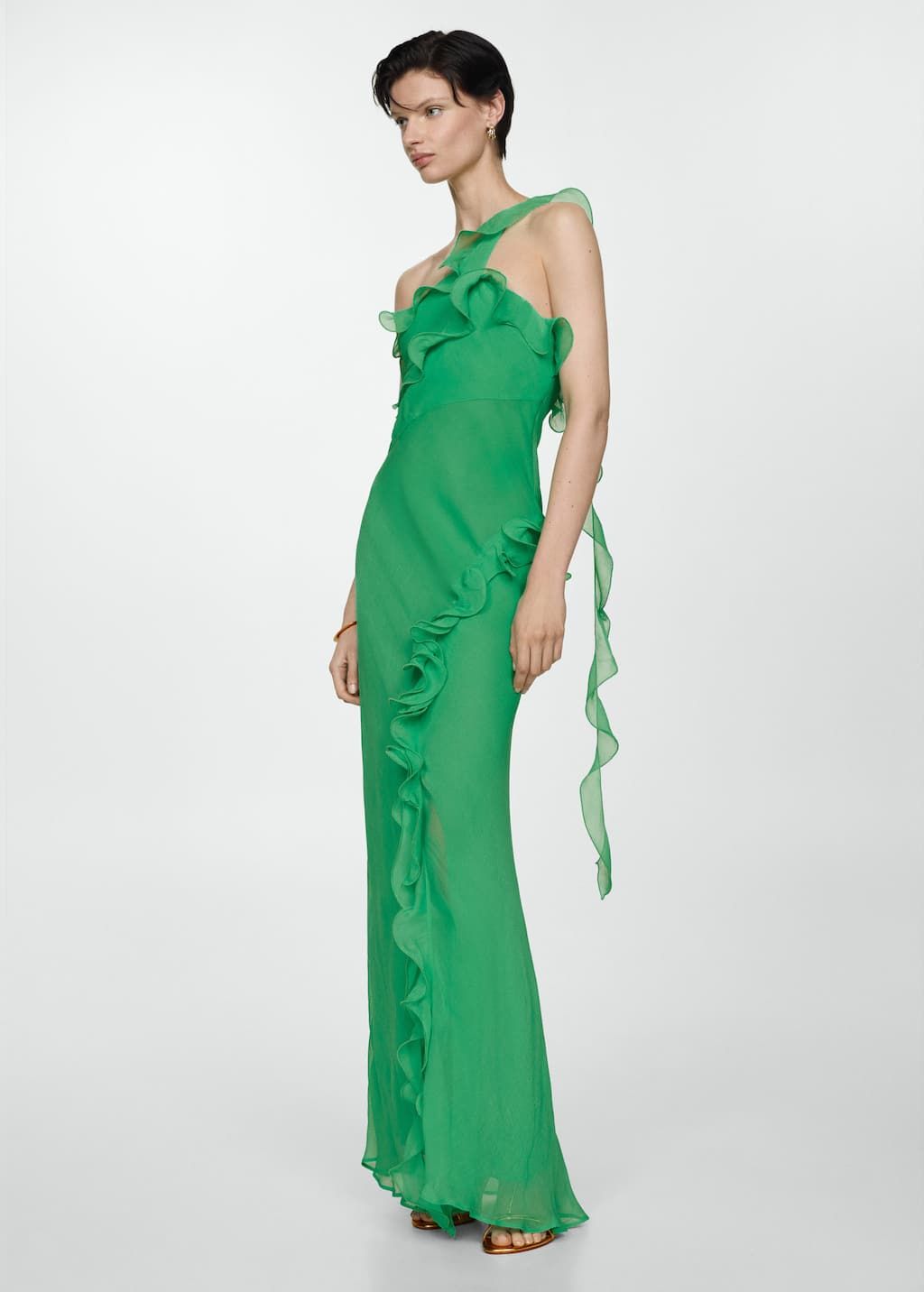 Vestido Asimetrico Plisado Vestido Verde Plisado Mango Vestidos