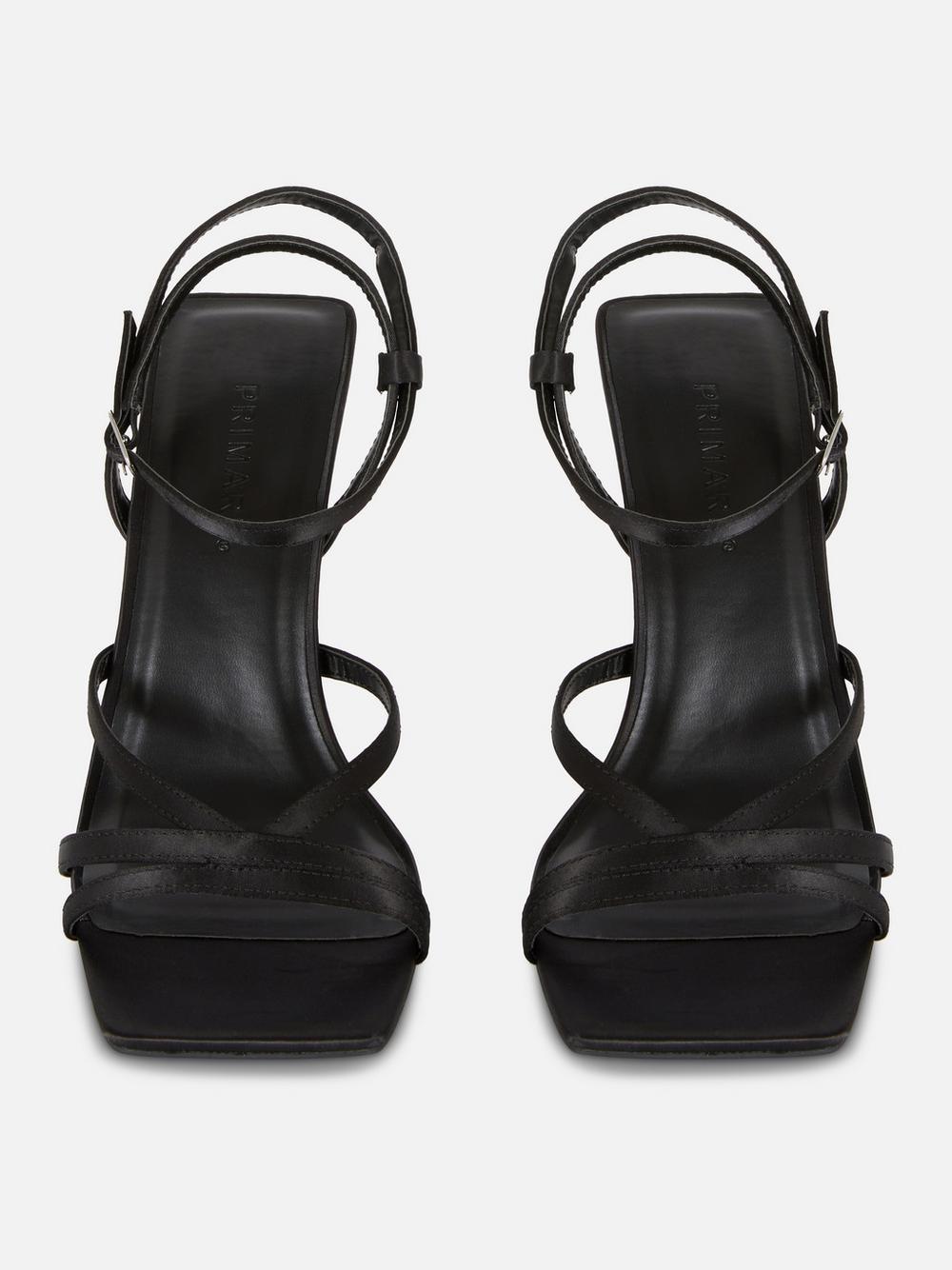 Sandalias De Tacón Con Correa Asimétrica De Primark Mujer Negro