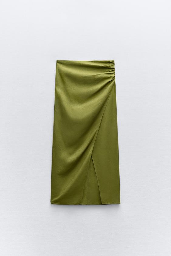 Zara Gonne Lunghe Gonna Satinata Verde Zara Long Black Satin