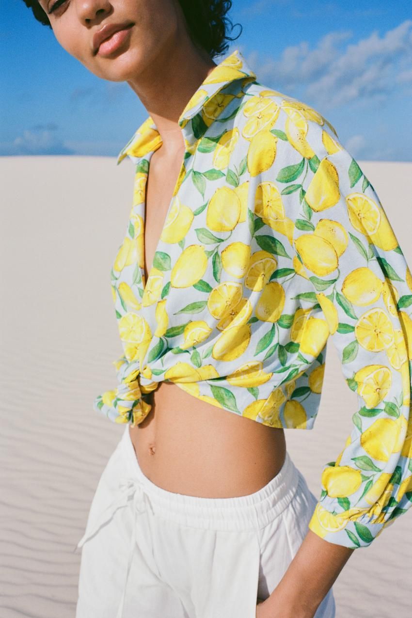 Tendencia Vestido Zara Limones Vestido Limones Lino Zara 3611/306  MercadoLibre