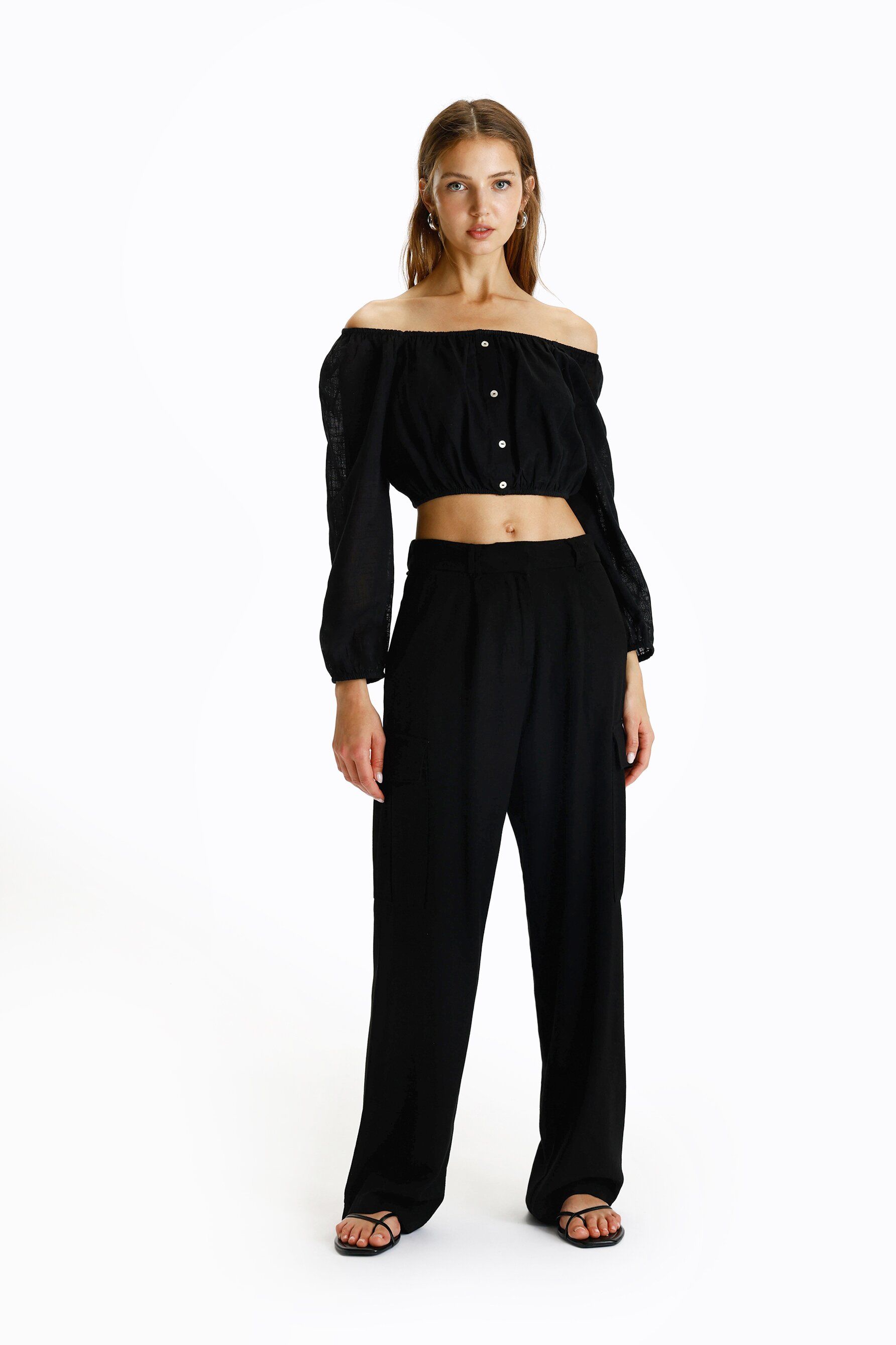 Pantalones Anchos Pantalon Mujer Lefties Lefties Pantalon Negro