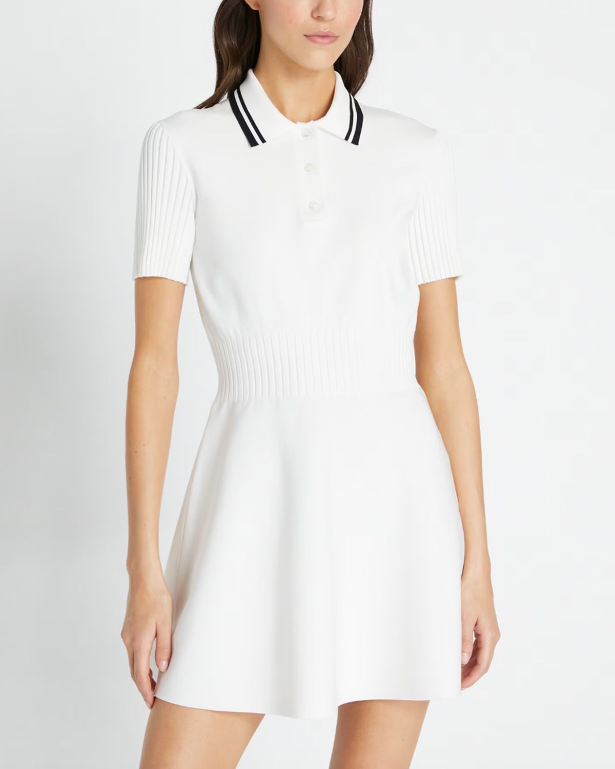 現行✨Tory Burch トリーバーチ Striped Polo Dress Striped polo dress in white - Tory Burch | Mytheresa