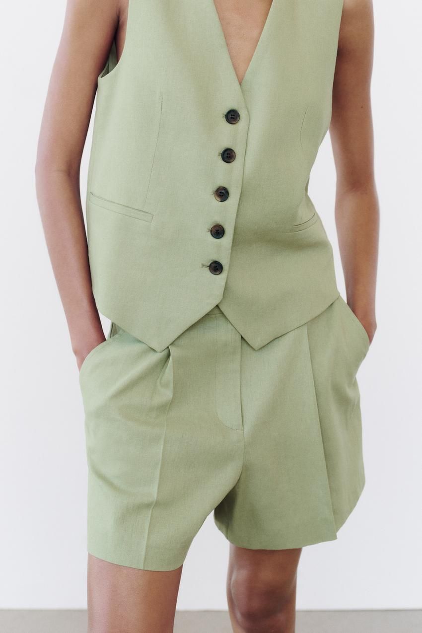 Blazer Chaleco Outfit Conjunto Short Y Chaleco Conjuntos De