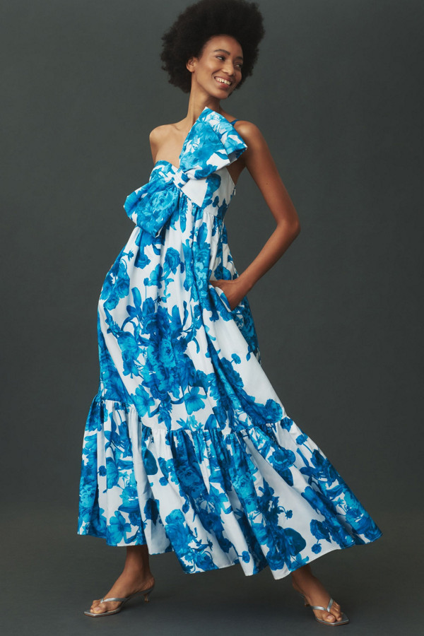 Where To Find Alex Drummond's Blue and White Wedding Guest Dress