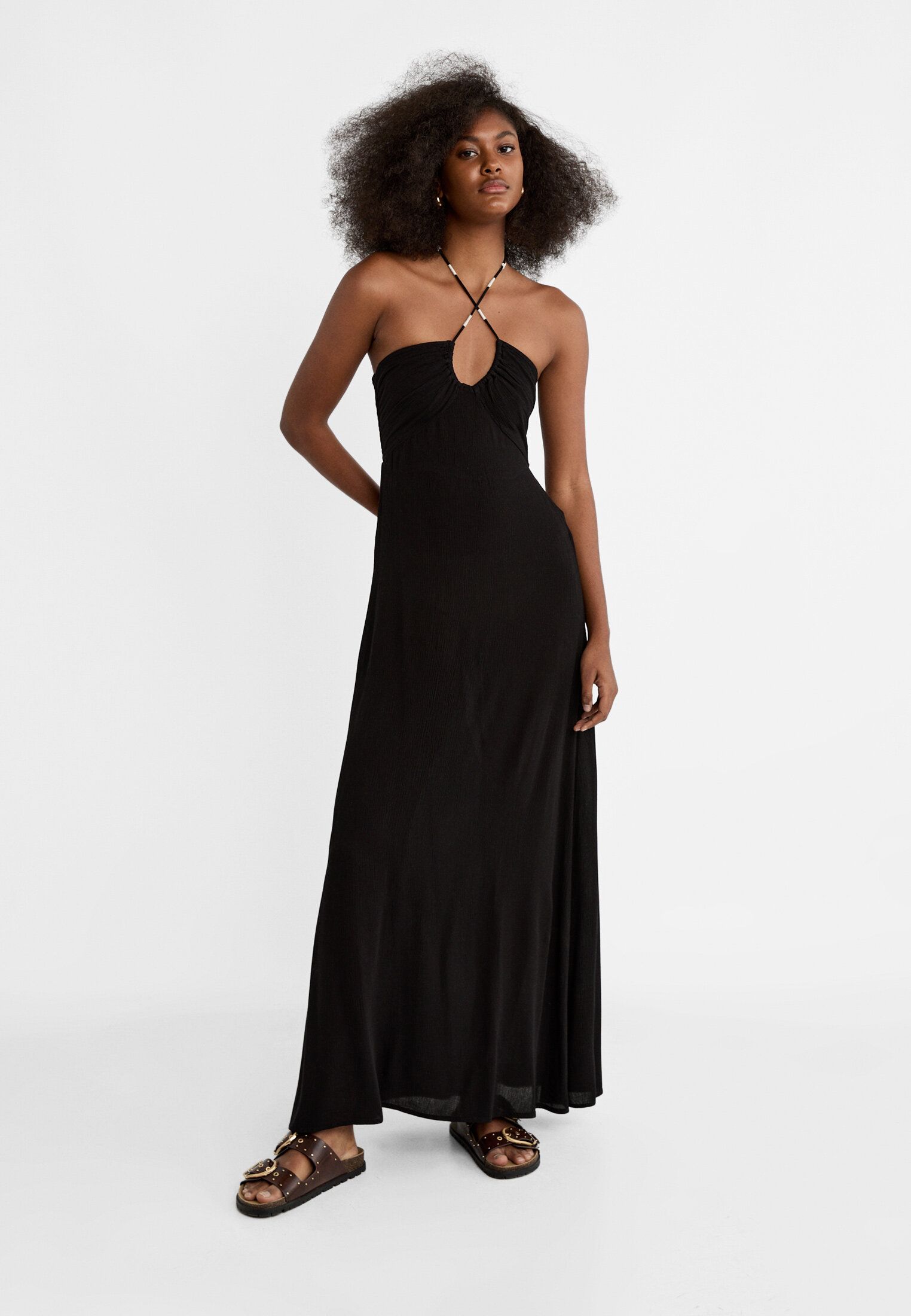 Ropa Maxi Vestido Stradivarius Vestido Halter Midi Stradivarius España