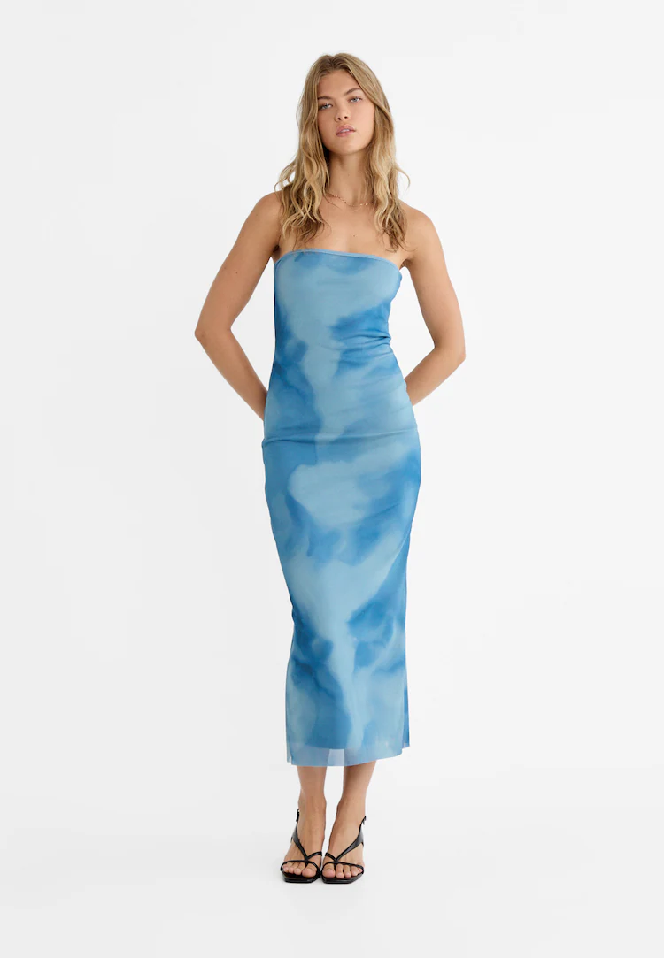 Vestido Largo Tul Pull And Bear Vestidos Midi De Zara