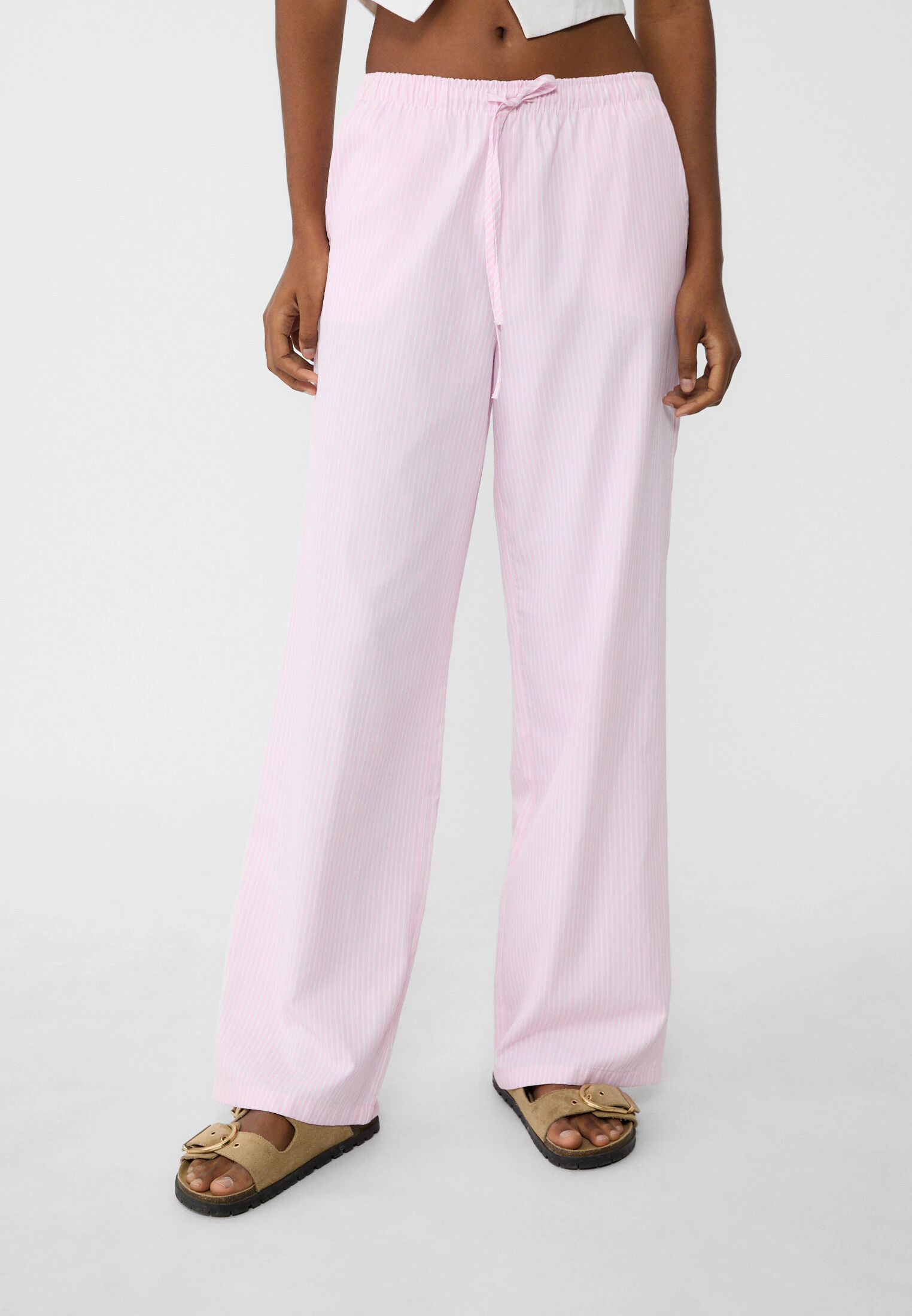 Stradivarius Pantalon Largo Lino Pantalon Blanco Largo Pantalon