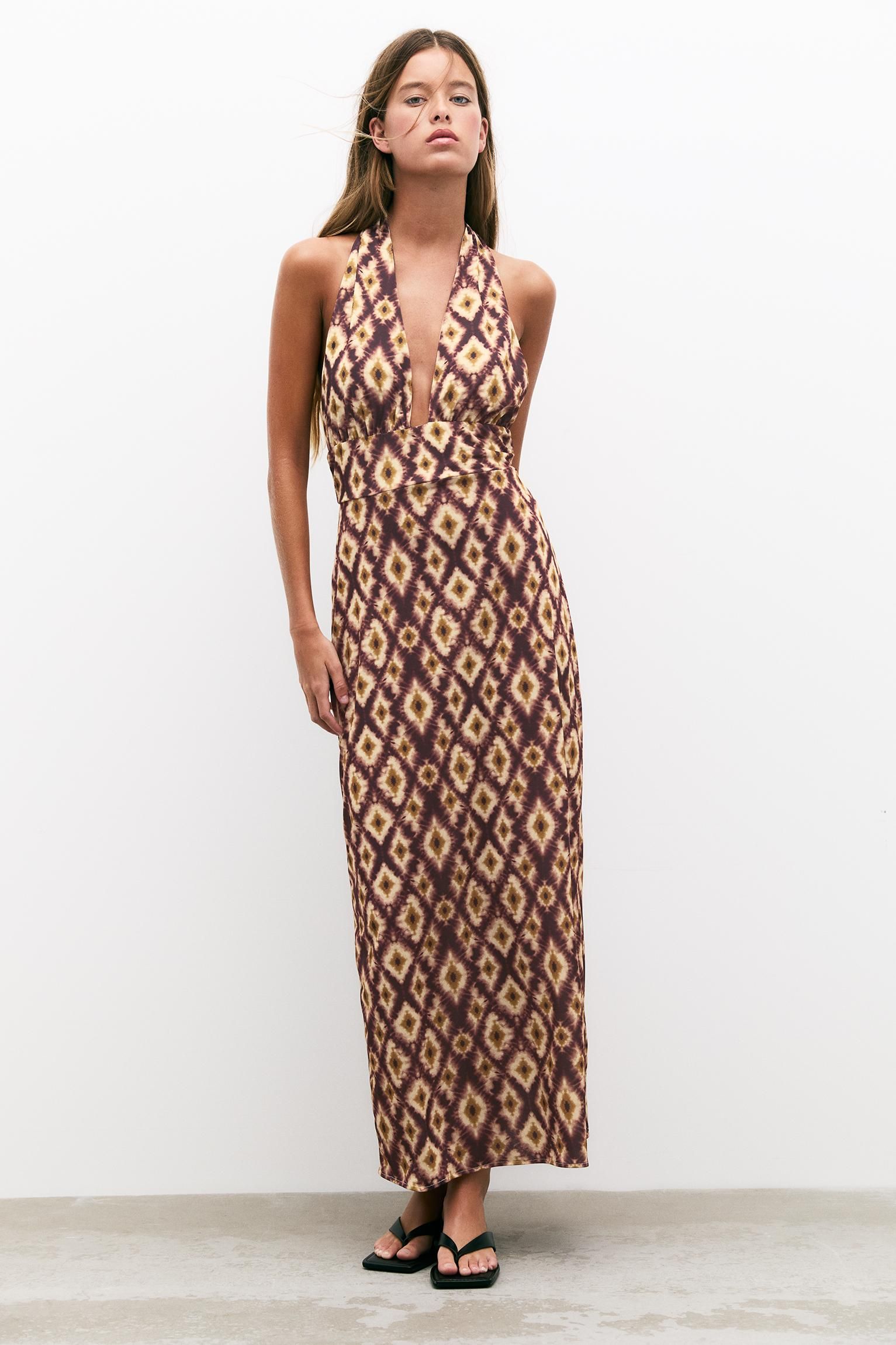 Clothing Vestido Largo Flores Pull And Bear Vestido Midi Tirantes