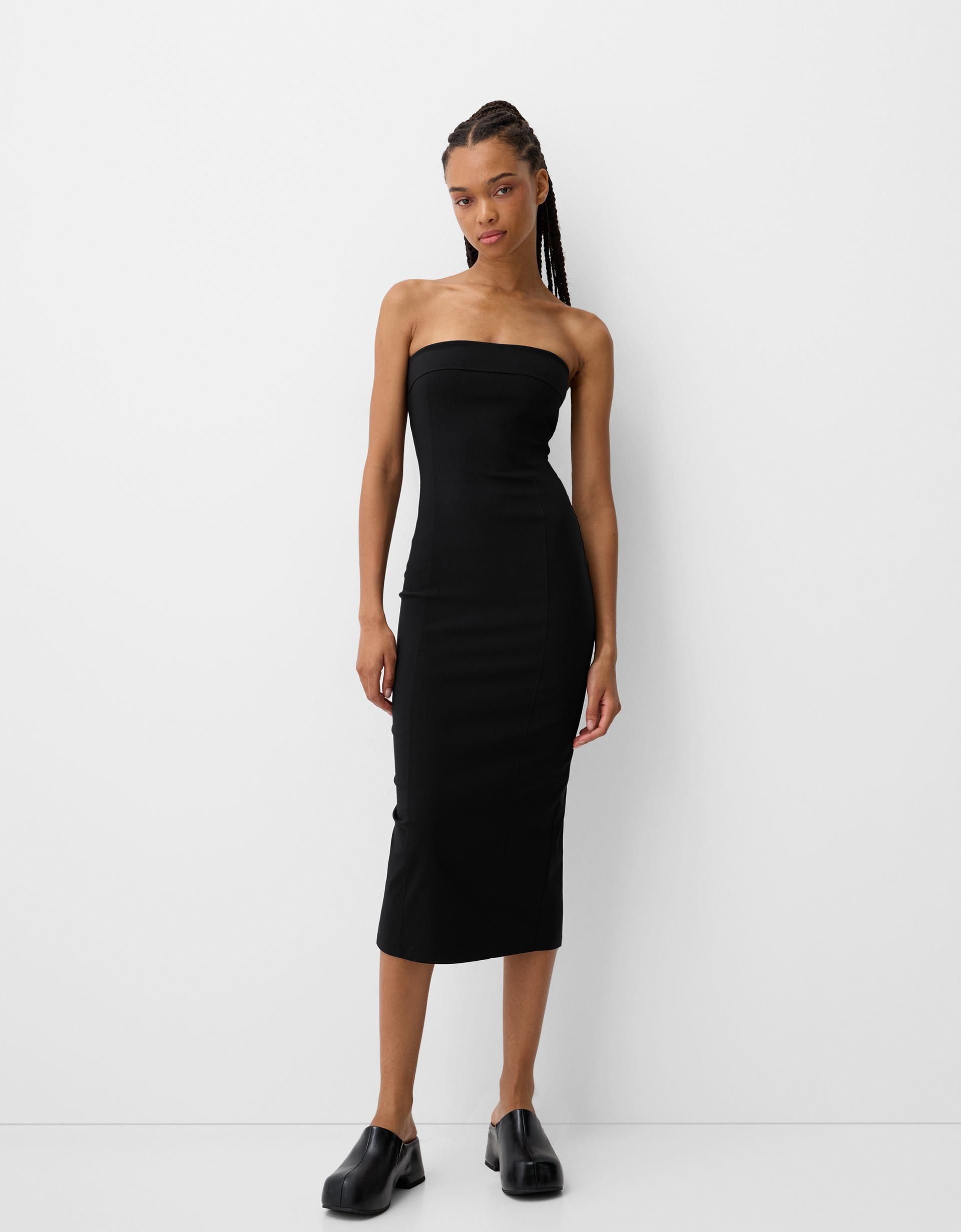 Espalda Descubierta Vestido Largo Negro Bershka Bershka Dress