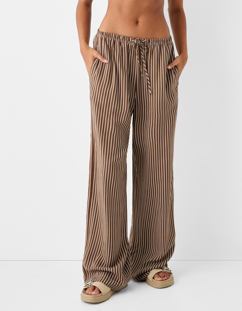 Lino PantalÃ³n Bershka Precio Cintura Pantalon Rayas Mujer Bershka