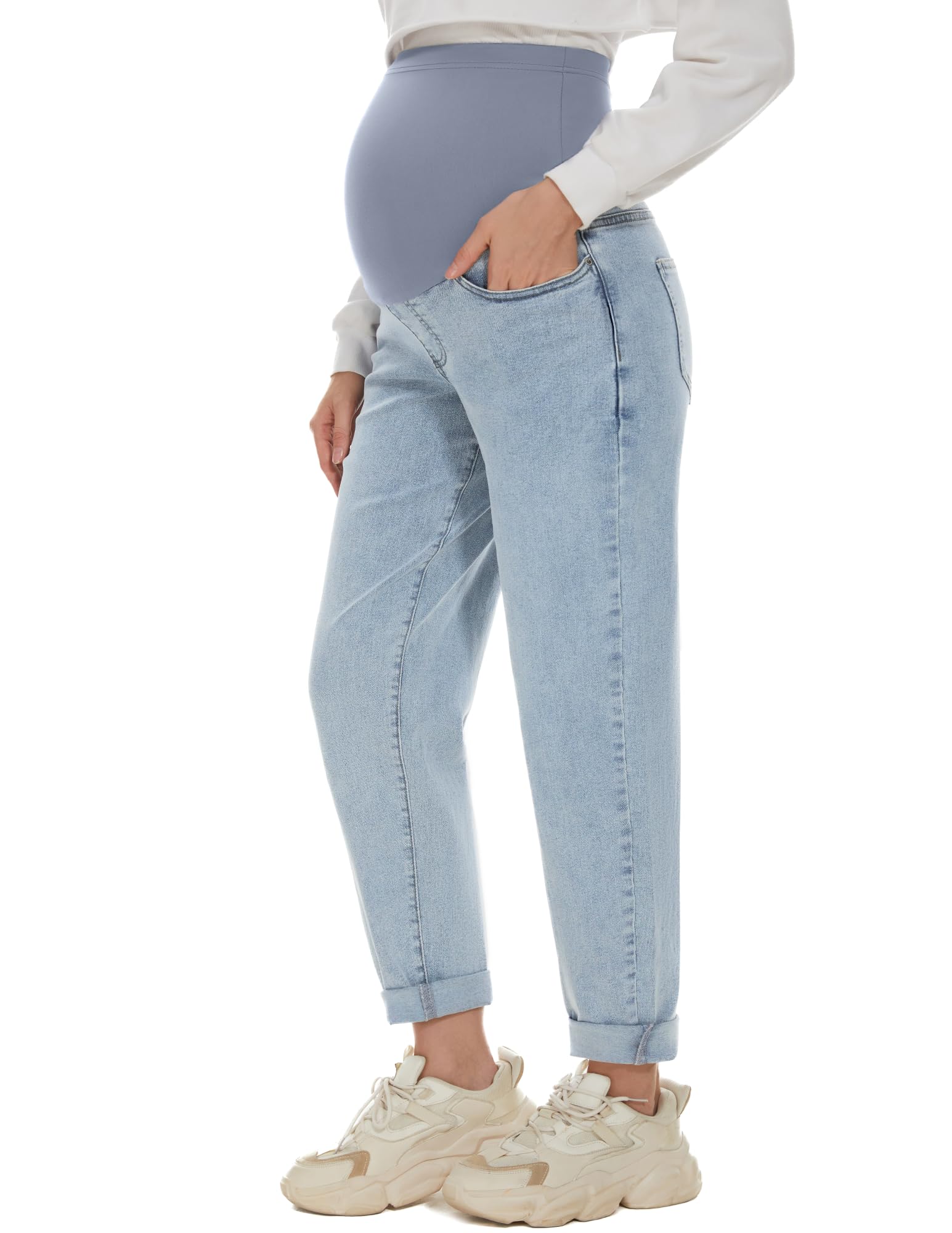 Comfy Maternity Pants Maternity A:glow™ Full Belly Panel Boyfriend