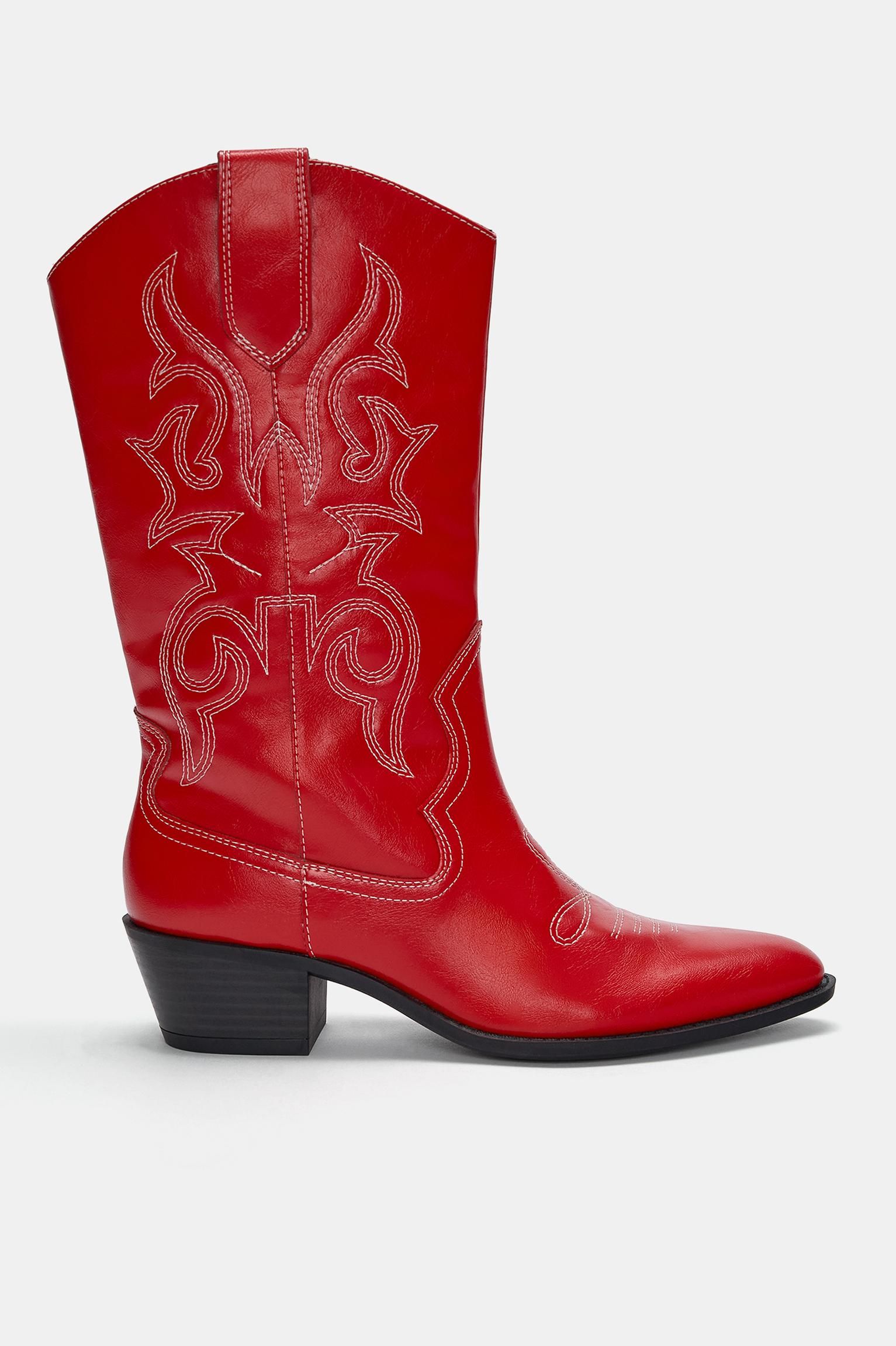 Botas Cowboy Rojas Zara Cowboy Boots Pull And Bear Botas Cowboy