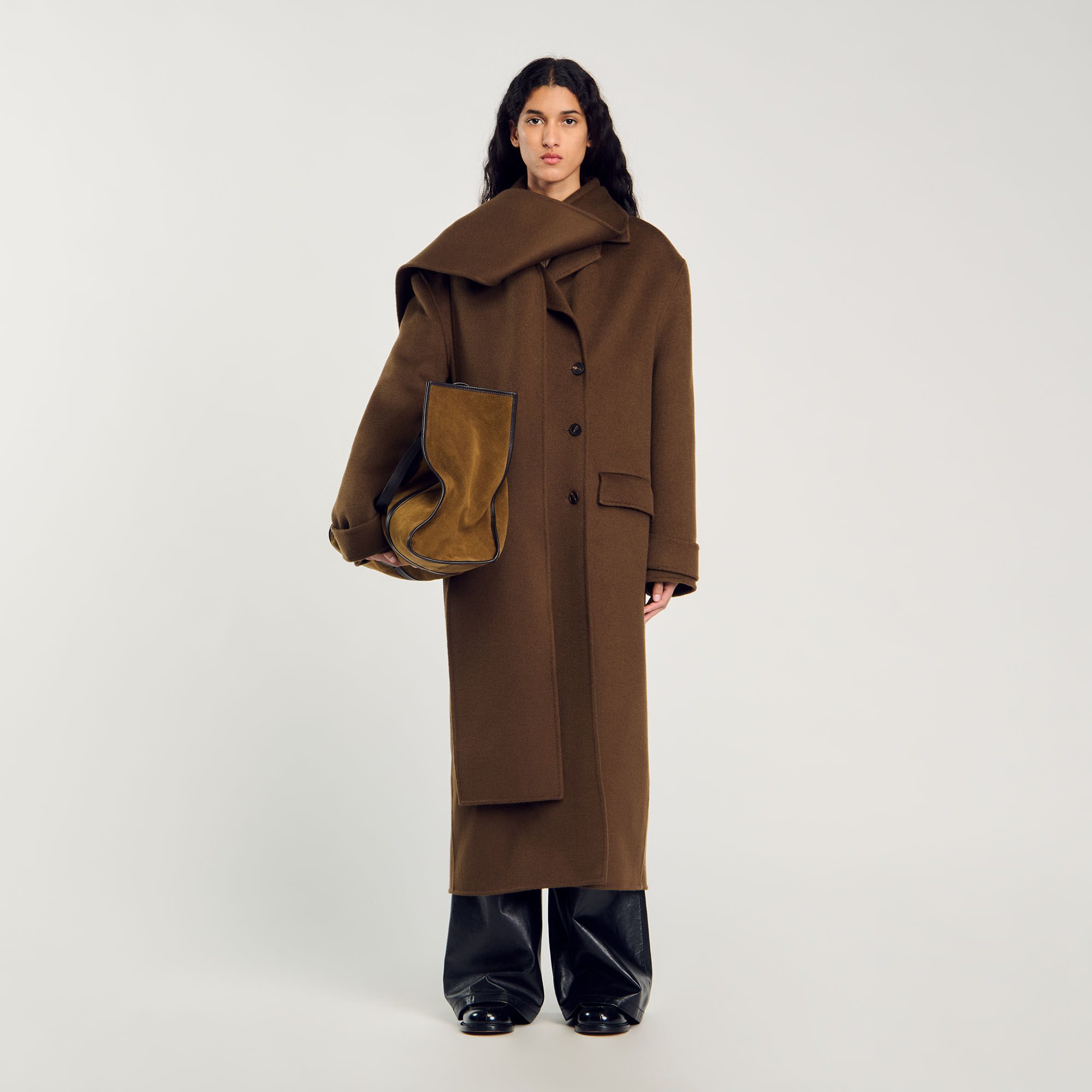 Fur Manteau Sandro Camel Sandro Clothing Sandro Victory Trench