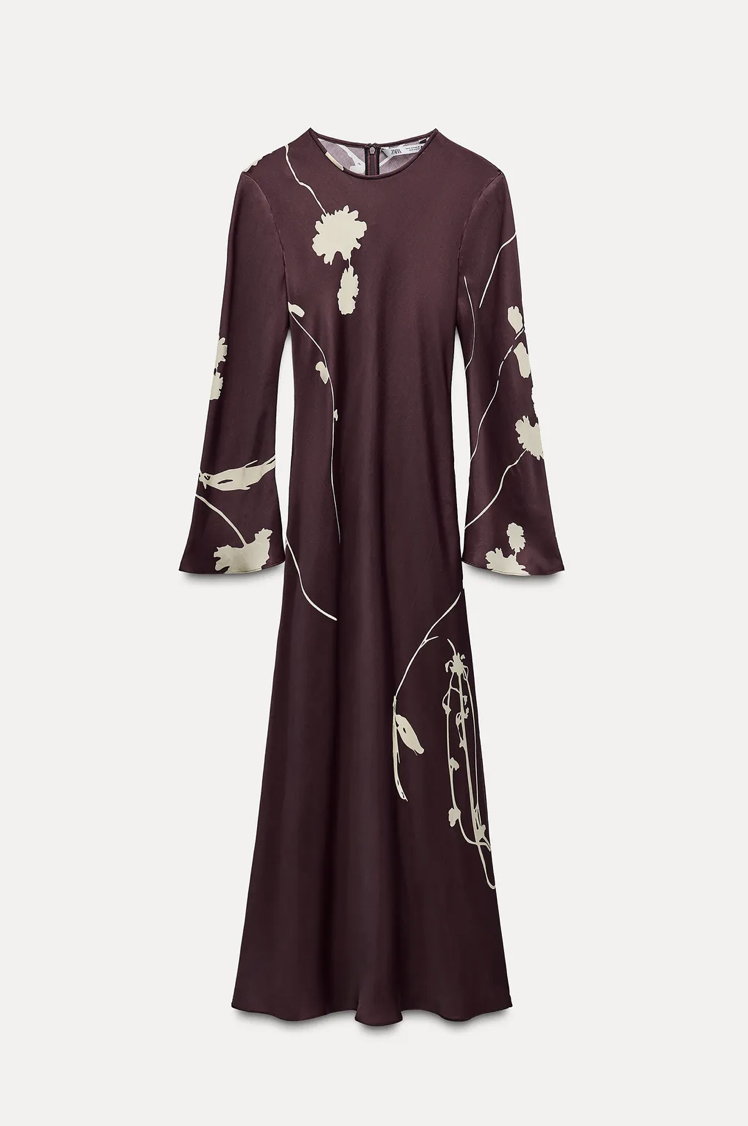 Falda Midi Vestido Estampado Volumen Zara VESTIDO MIDI VOLUMEN