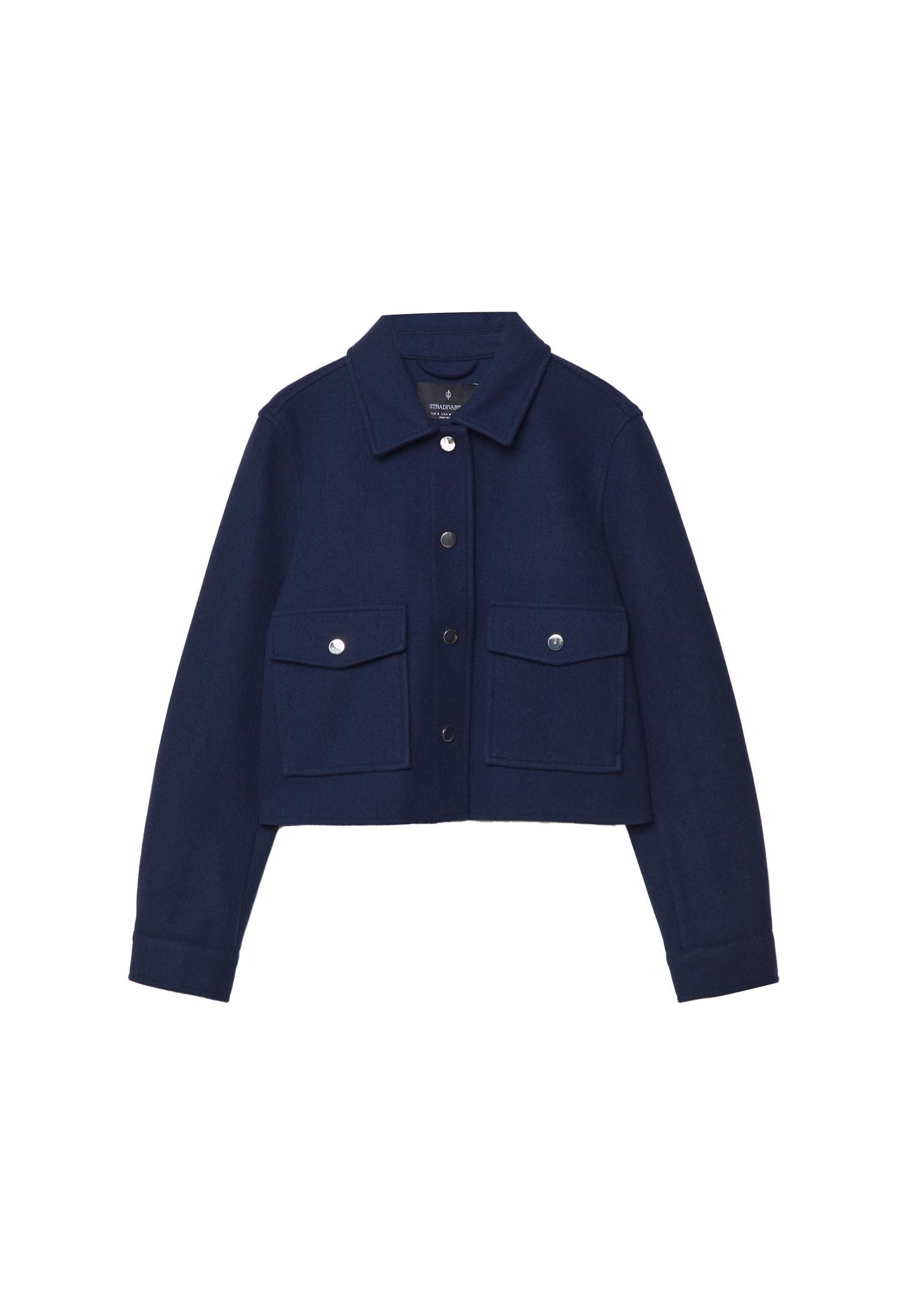 Abrigos Rebajas Stradivarius Abrigo Azul Stradivarius Pide