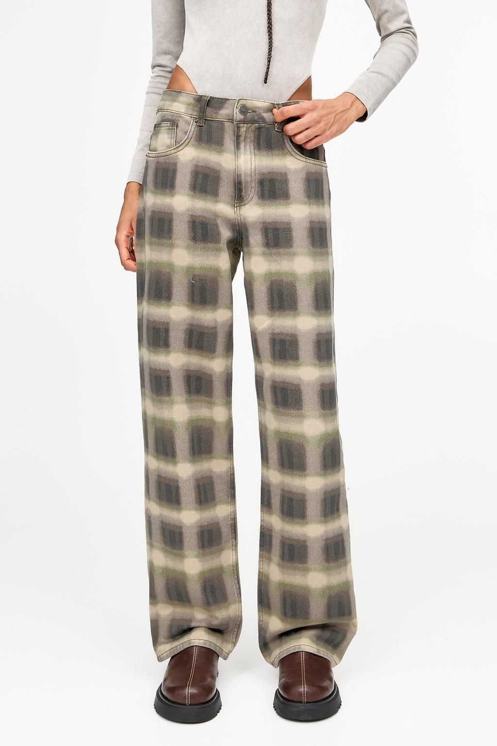 Pantalones Anchos Mango Pantalones De Cuadros Mujer Mango