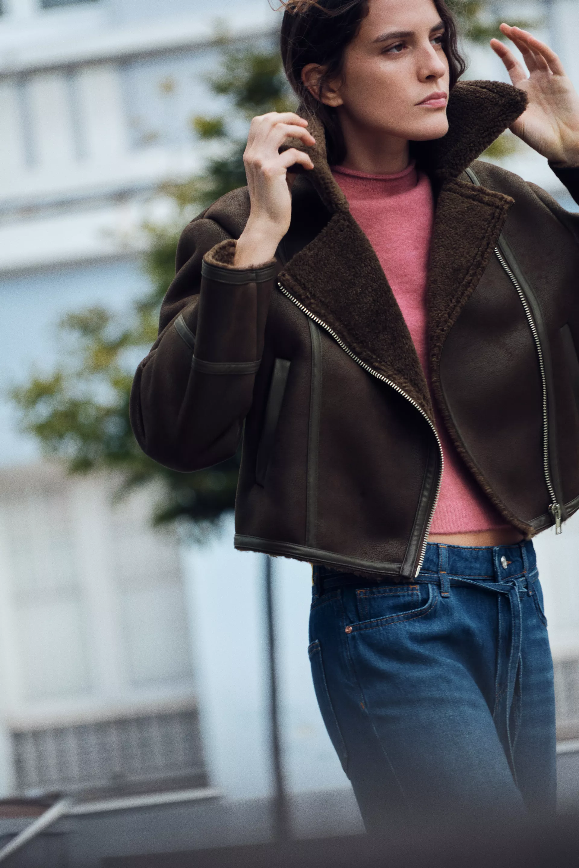 Chaqueta Acolchada Cazadora Cuero Roja Pull And Bear Chaqueta