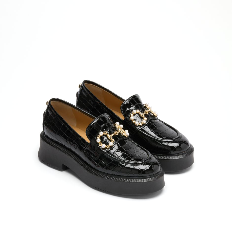 Chunky Mocasines Fashion Love Moschino Mocasines Negros De Piel