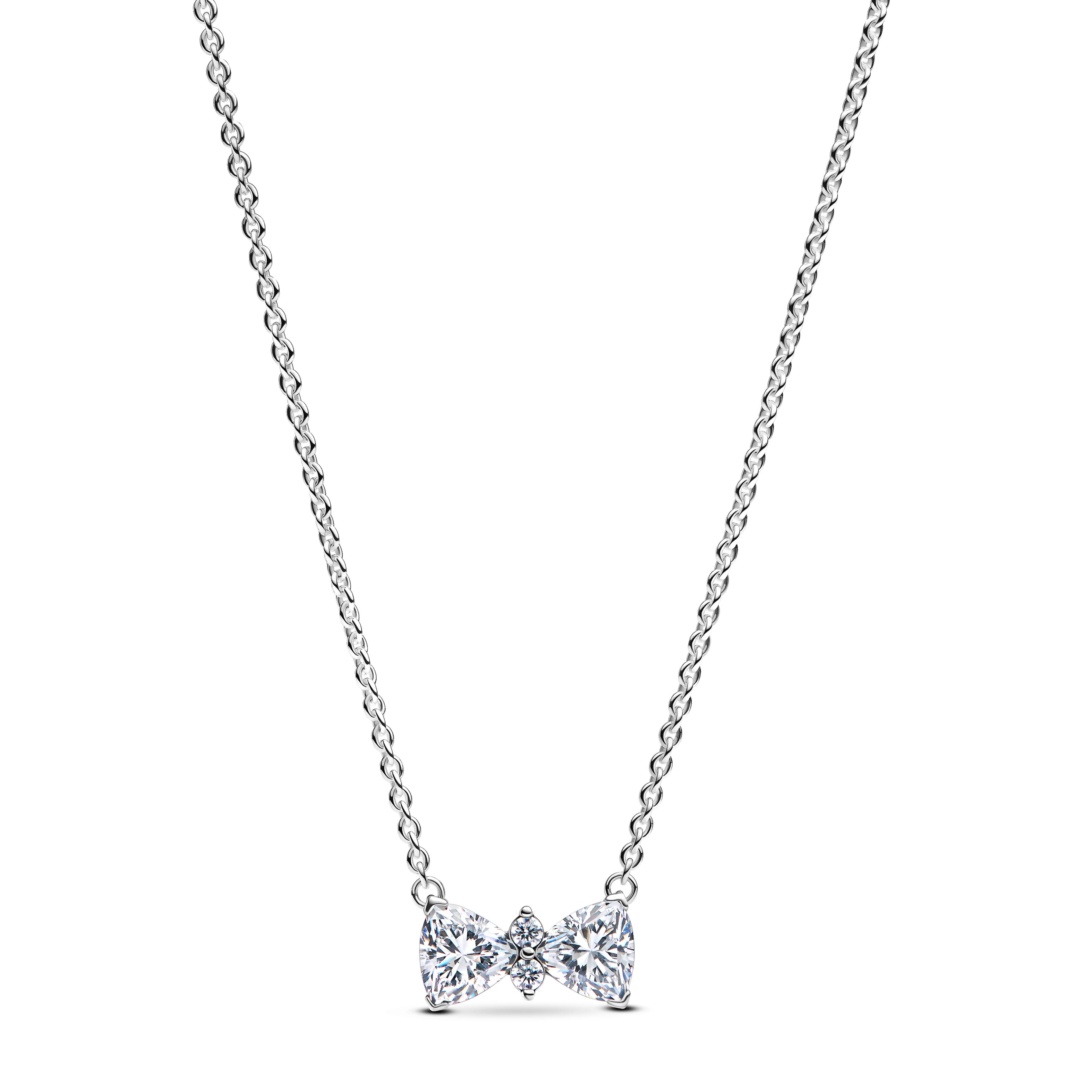 ネックレス・ペンダント Monday Edition _ Ball Chain Bow Necklace Silver-tone Rhinestone Bow Y-Neck Necklace | Claire's US