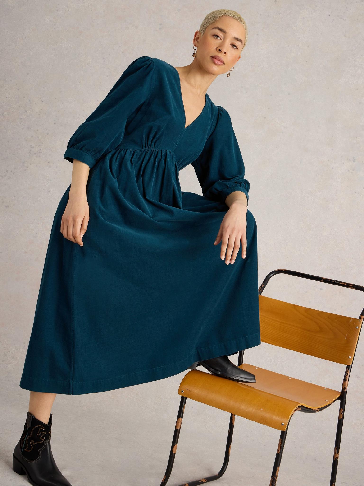 long corduroy dress Loft Seamed Belted Midi Pocket Size 0 Valiant Green Women's Side seam pockets Winter/Fall 100%Cotton Corduroy Coat Blouse