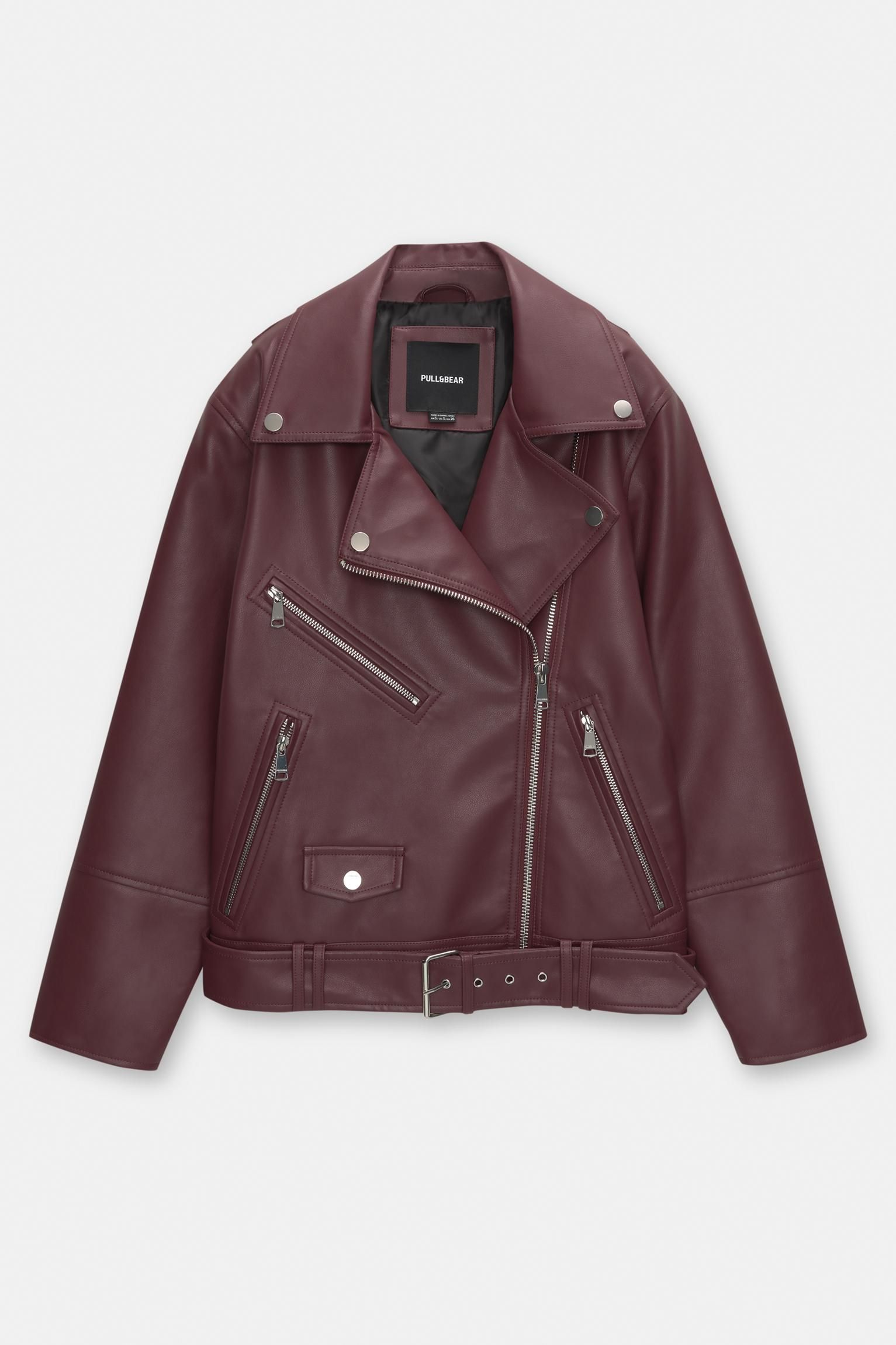 Cazadora Biker Efecto Piel Pull And Bear Biker Mujer Chamarra