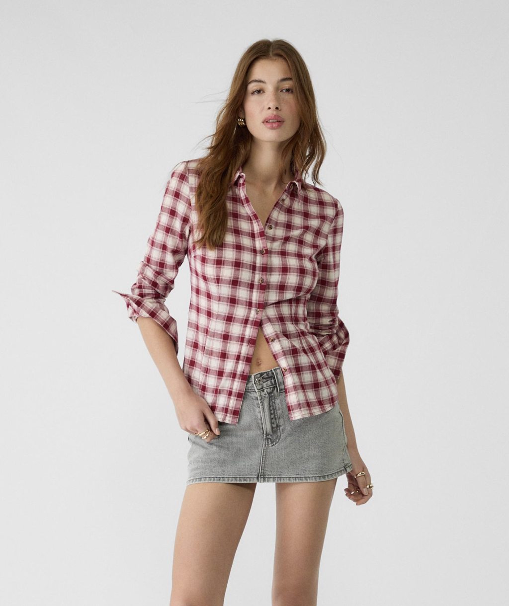 Camisa Vaquera Blusas Cuadradas Rojas Camisas De Cuadros De Zara