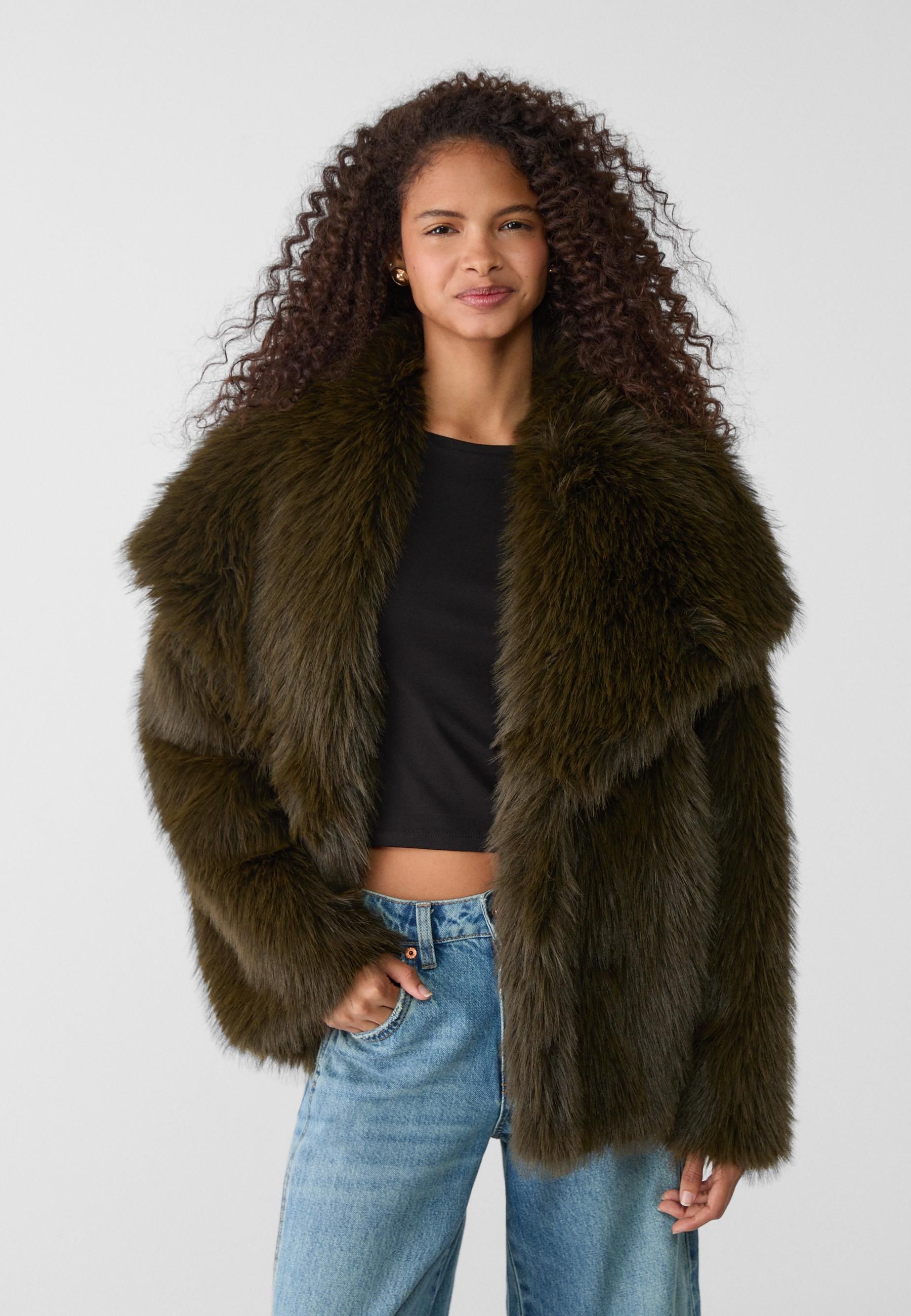 Stradivarius Chaqueta Pelo Abrigo De Pelo De Stradivarius