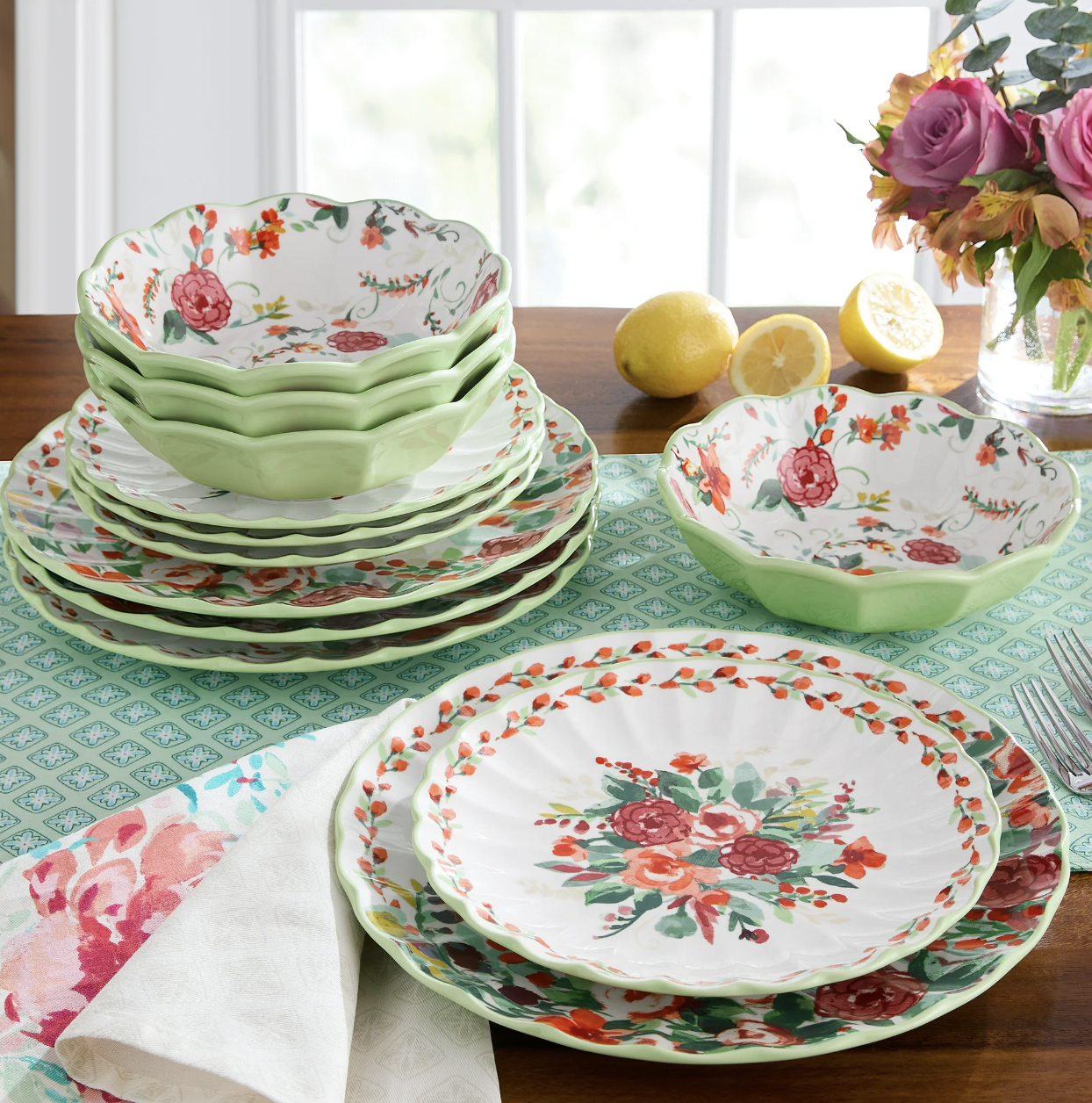 12pc Dinnerware Pioneer Woman Sweet Rose Dinnerware Set The