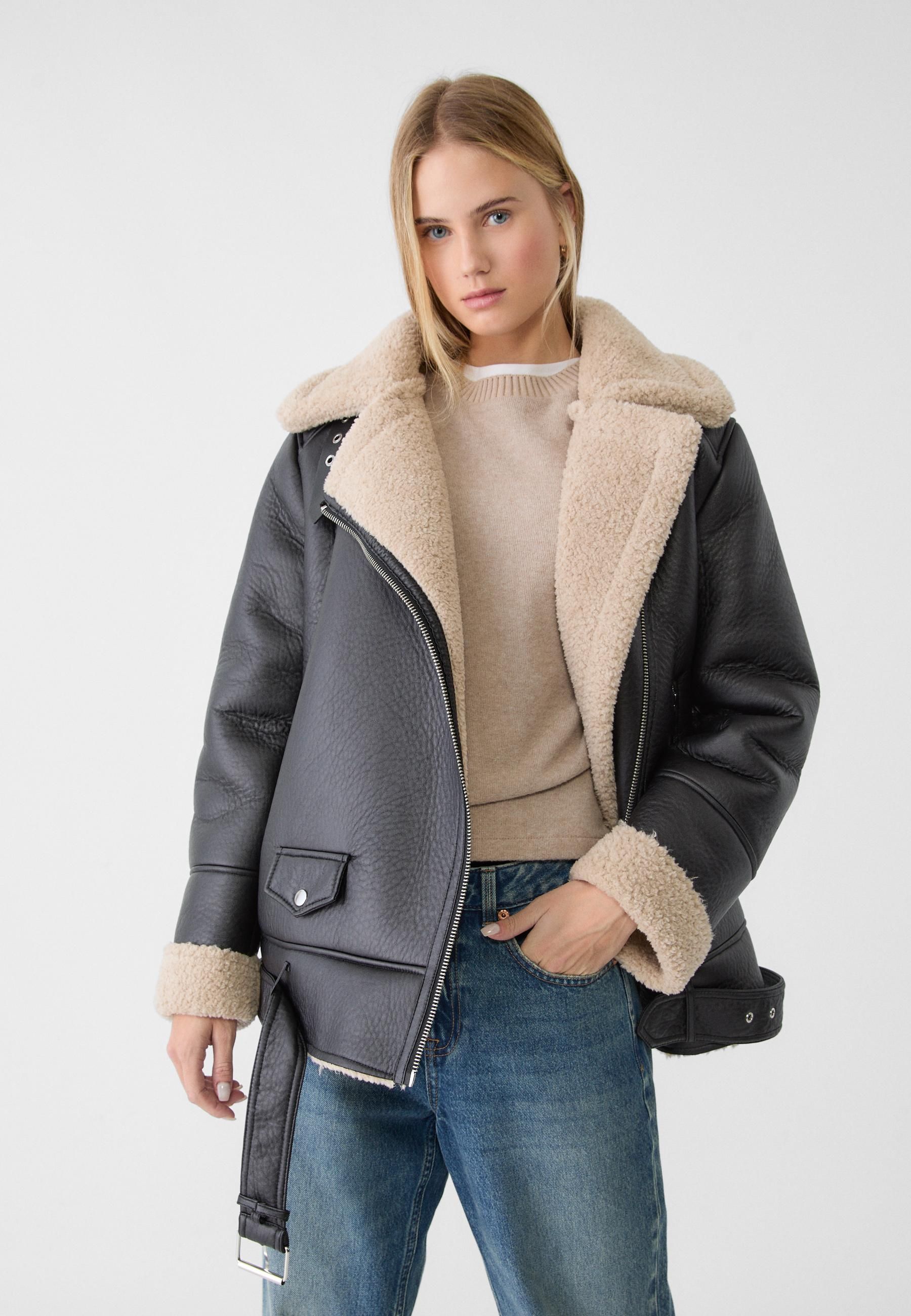 Cazadora Doble Faz Mujer Stradivarius Cazadora Biker Doble Faz