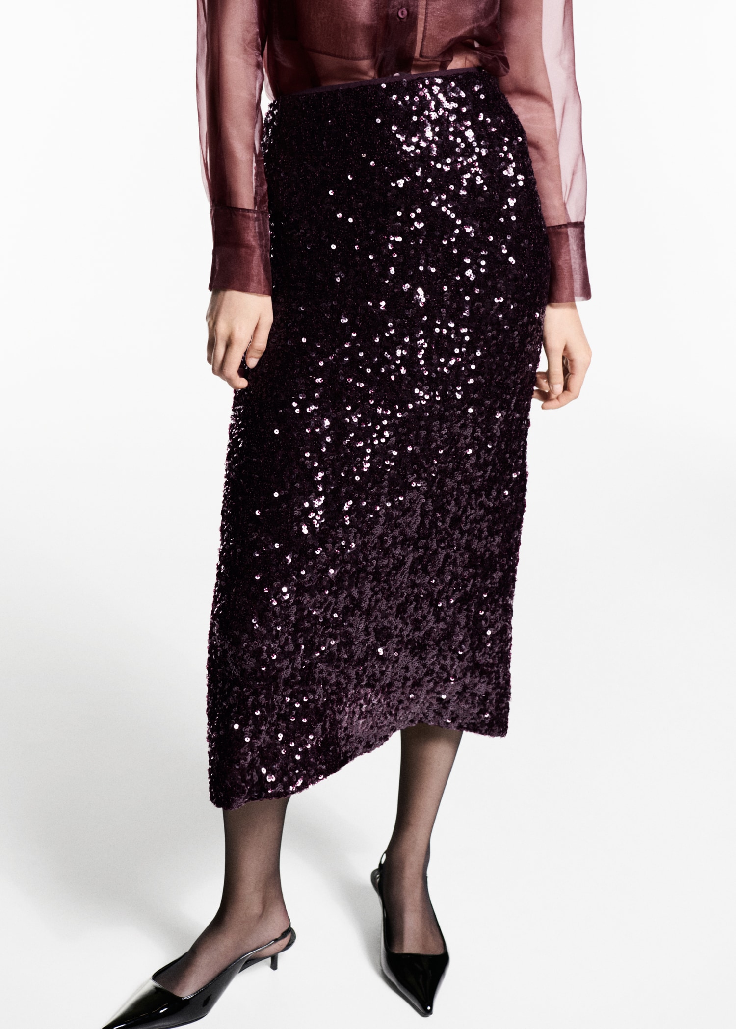 Reserved's £29 burgundy sequin skirt is a partywear essential