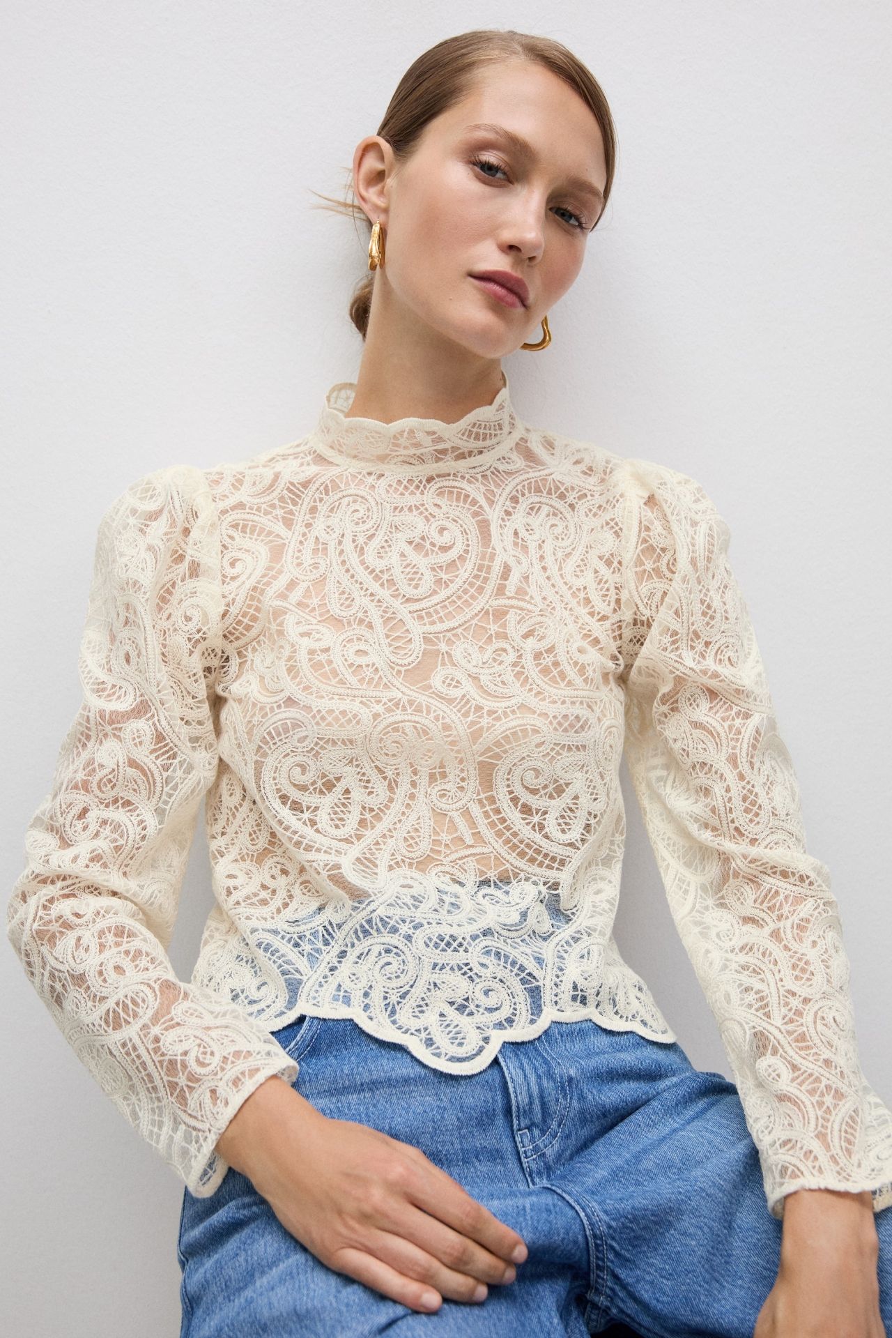 Manga Princesa Blusas Manga Larga En Blonda Blouse Blusas