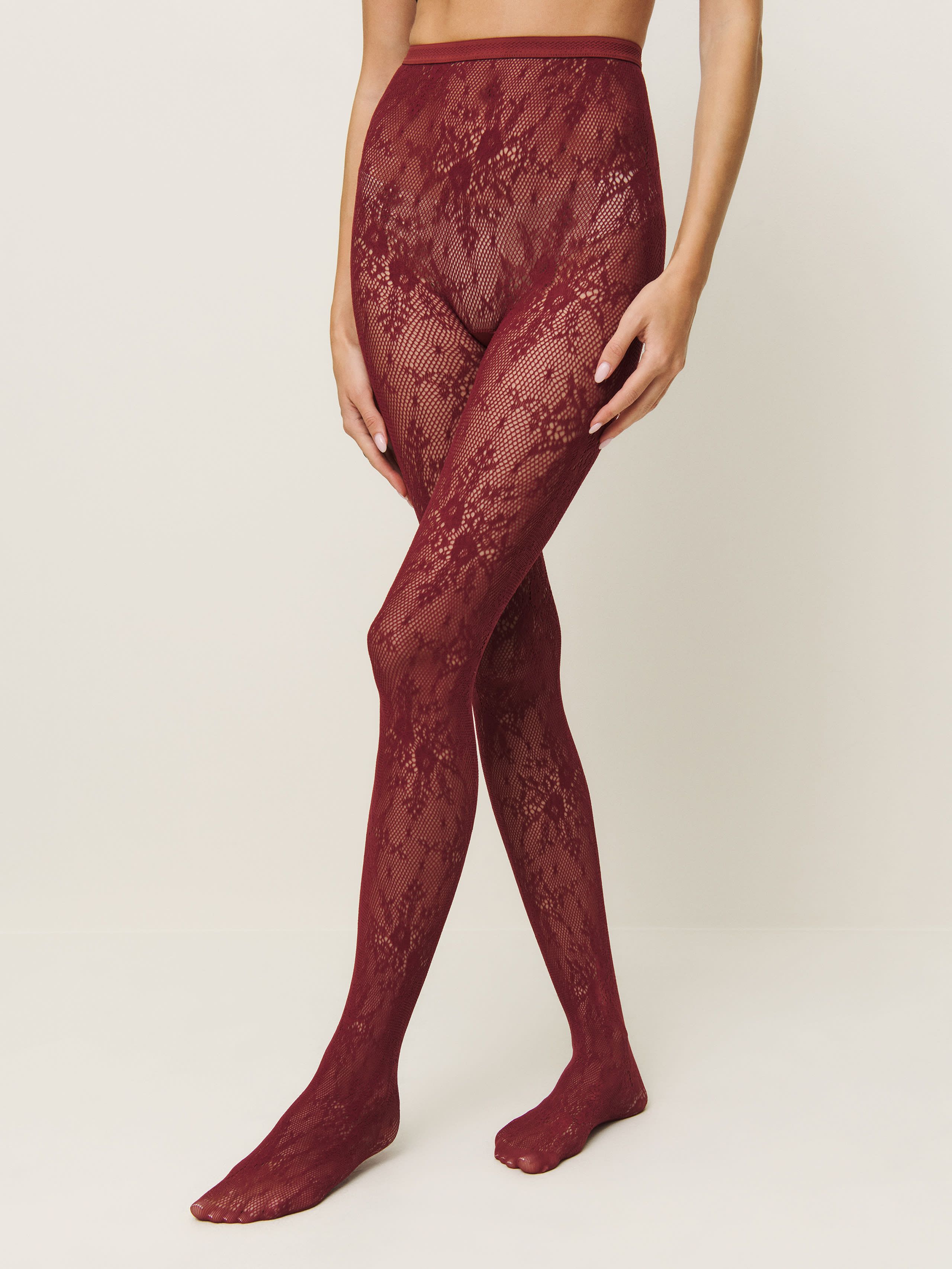 burgundy wool tights