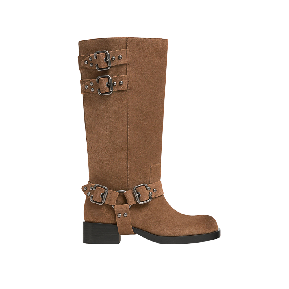 Dames Cavalier Laarzen Ronde Toe Wedge Hakken Over De Knie Laarzen, Anti- slip Rits Biker Schoenen Met Elastische Band (US schoenmaat),Brown-US11
