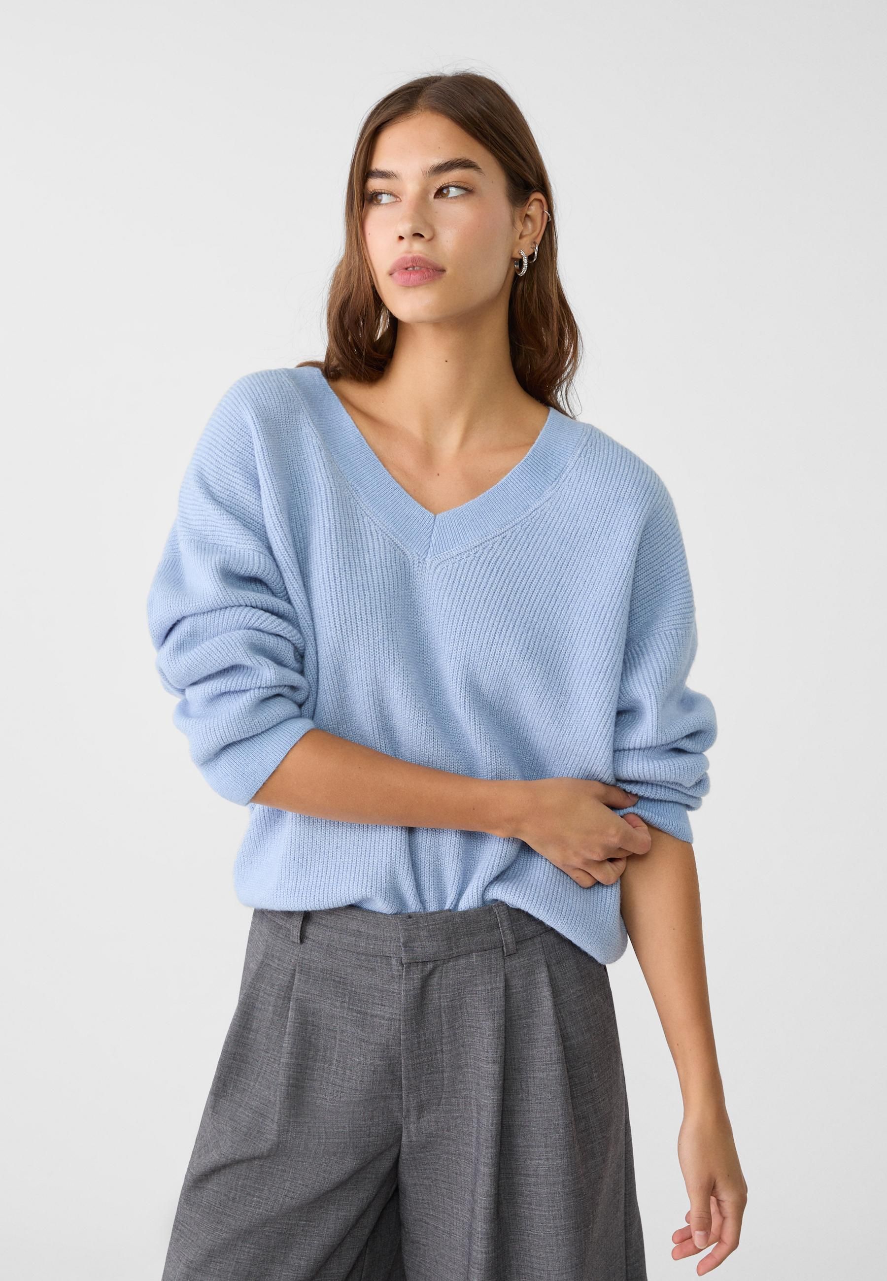 Jersey Cuello Pico Jerseys Finos Stradivarius Mango Jersey Pico