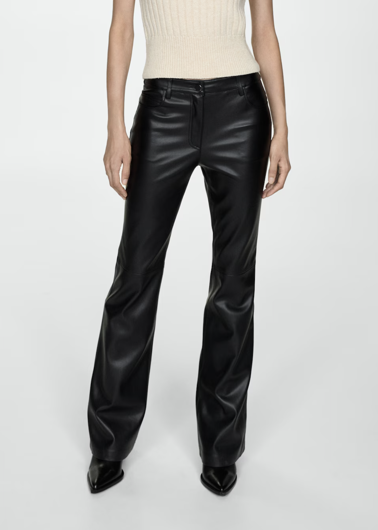 Pantalones Efecto Cuero Mujer Pantalones Piel Mango Mango Pantalon