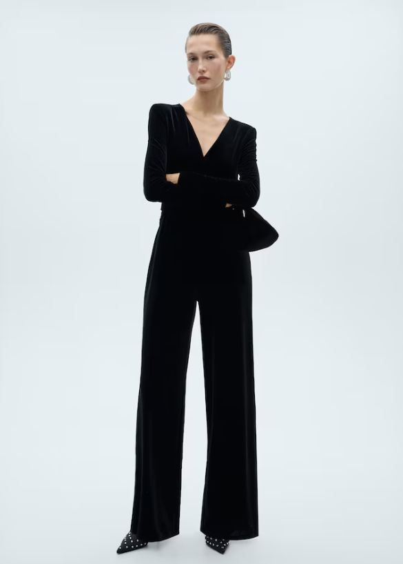 Tuta Elegante Tute Di Velluto Tute Lunghe Nere Di Mango Perfette