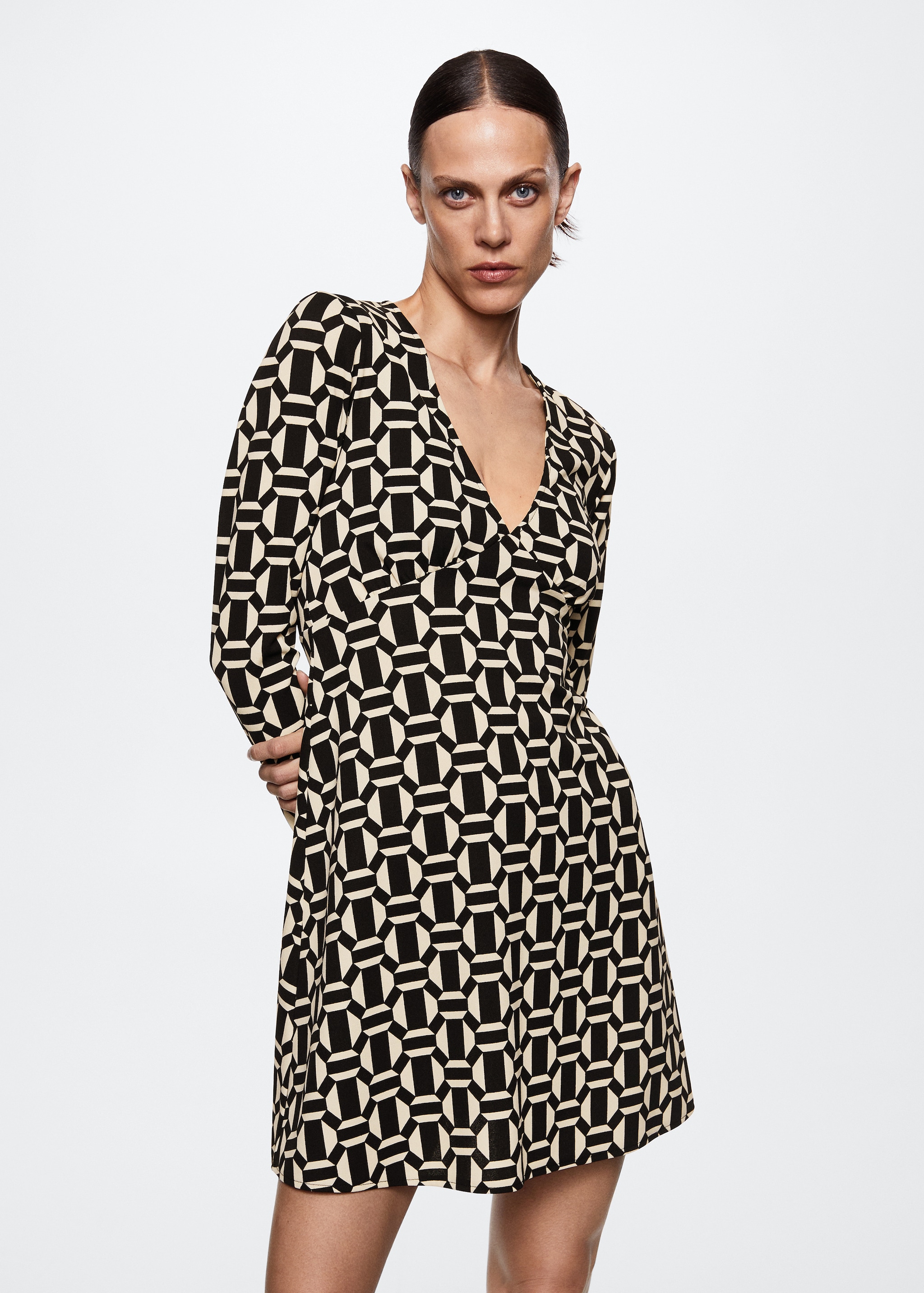 Vestido Estampado Geometrico Mango Cortefiel Vestido Largo