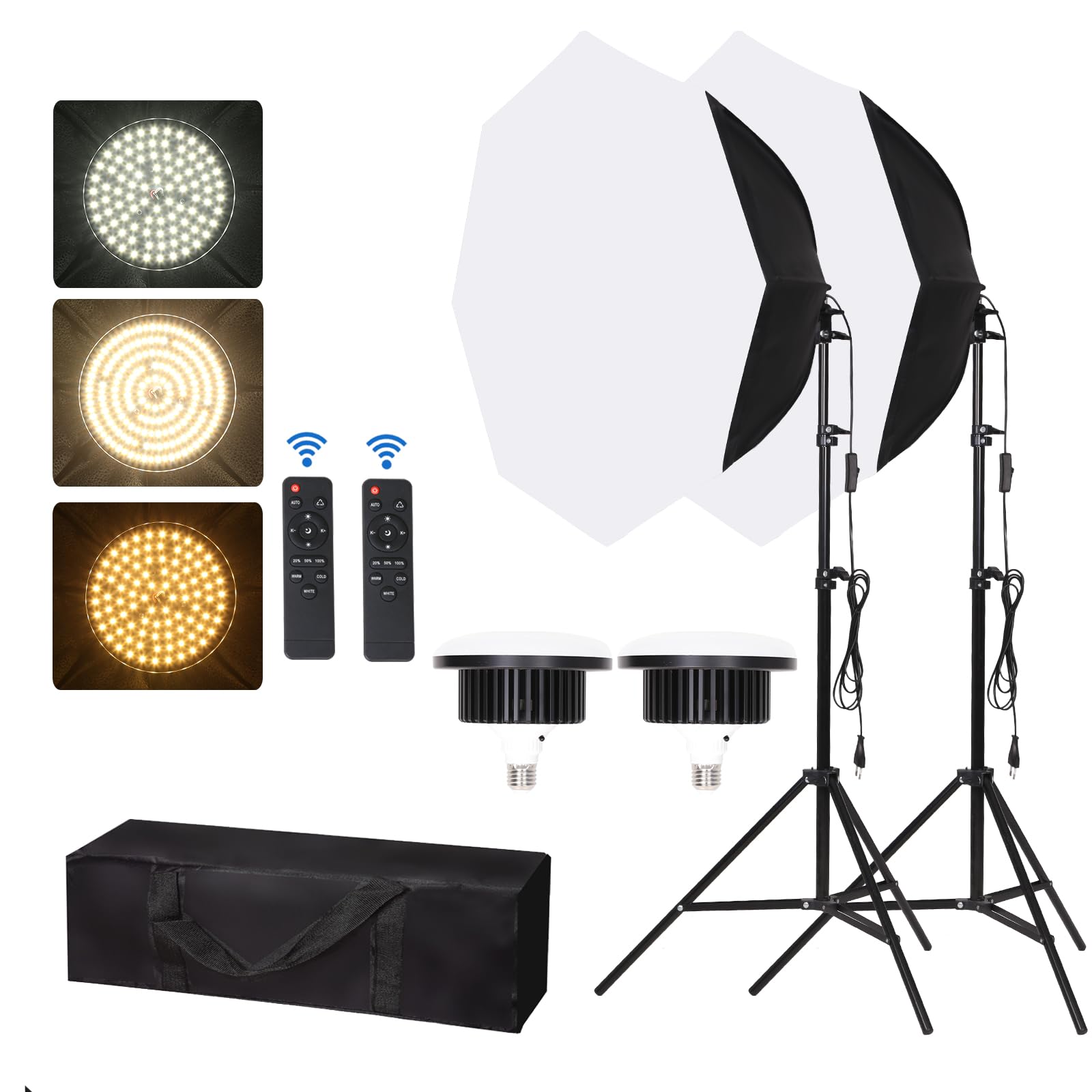 K Professionale di Illuminazione Continua per Studio Fotografico con 3 Softbox, Lampadina LED e Treppiede  44