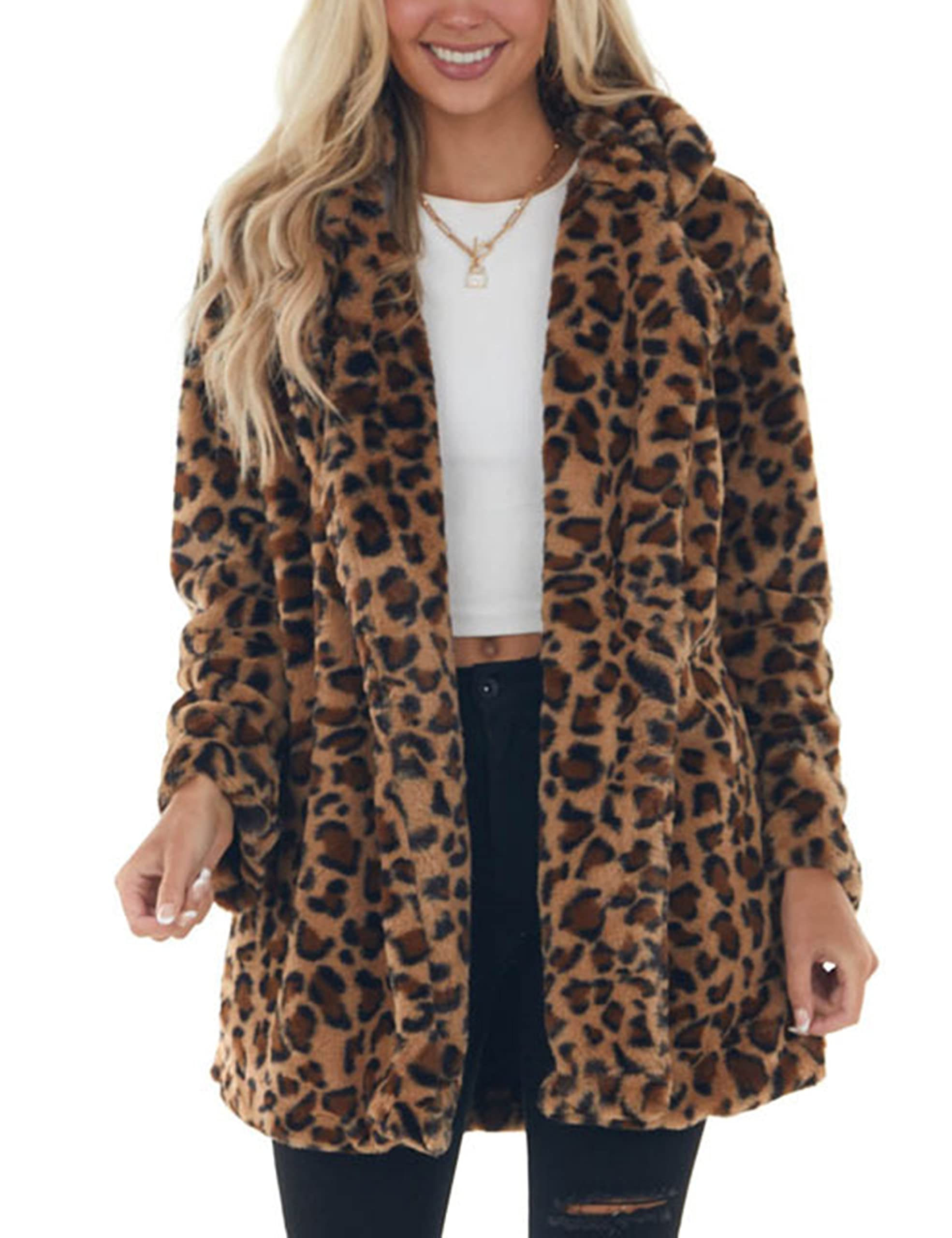 Faux Fur Coat Walmart Leopard Print Jacket Calvin Klein Leopard