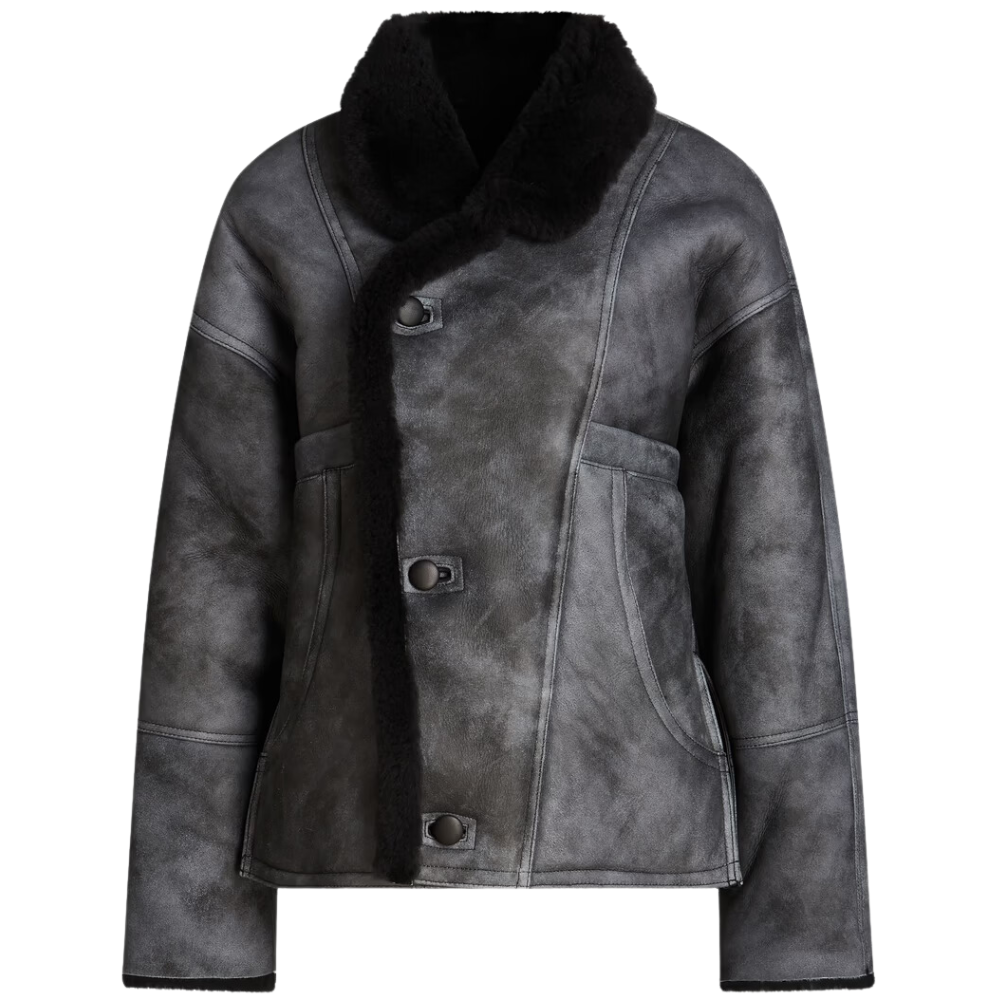 Collar Sandro Lammy Coat Prada Lammy Coat Zwart FARFETCH NL