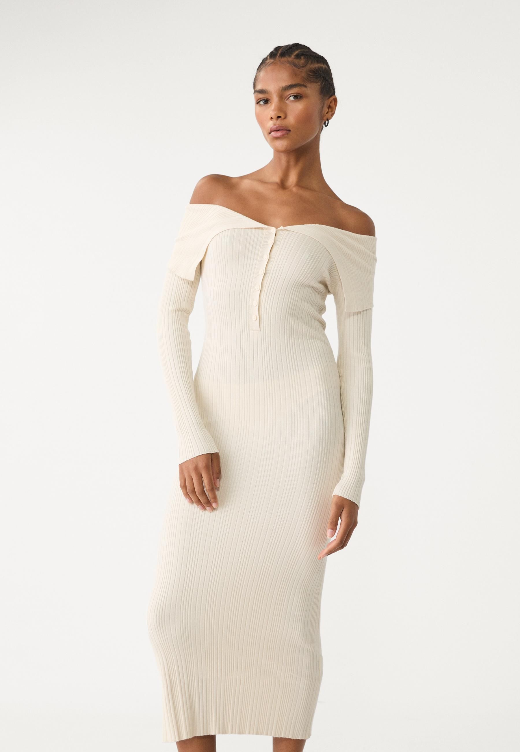 Vestido Midi Vestidos Blancos Largos Stradivarius Vestido Midi