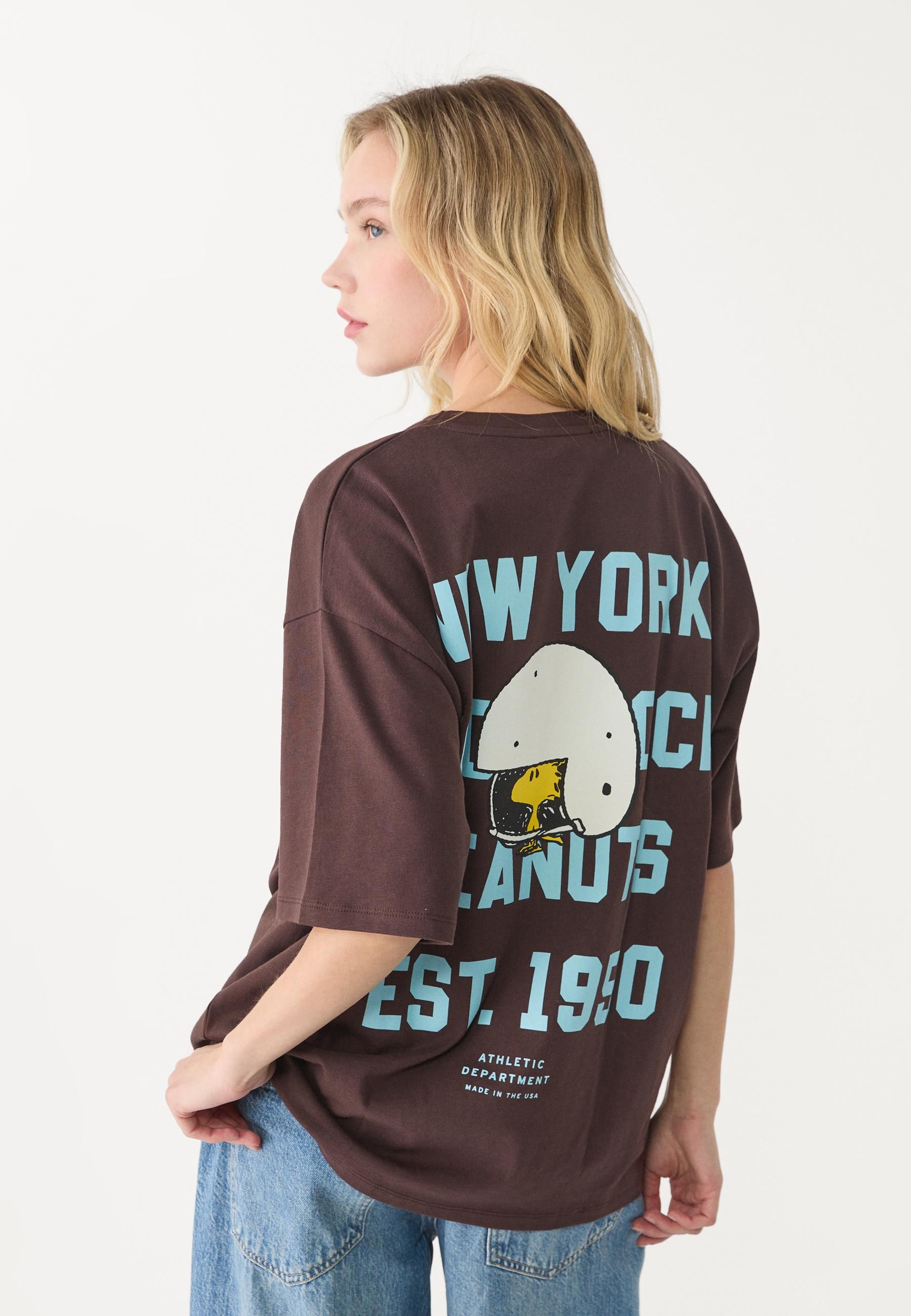 Snoopy Sudadera Manga Abullonada Stradivarius Camisas Manga Corta