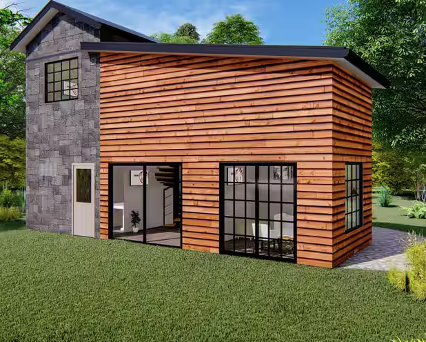 This Stunning "Granny Pod" Has a Spiral Staircase and Two Bedrooms