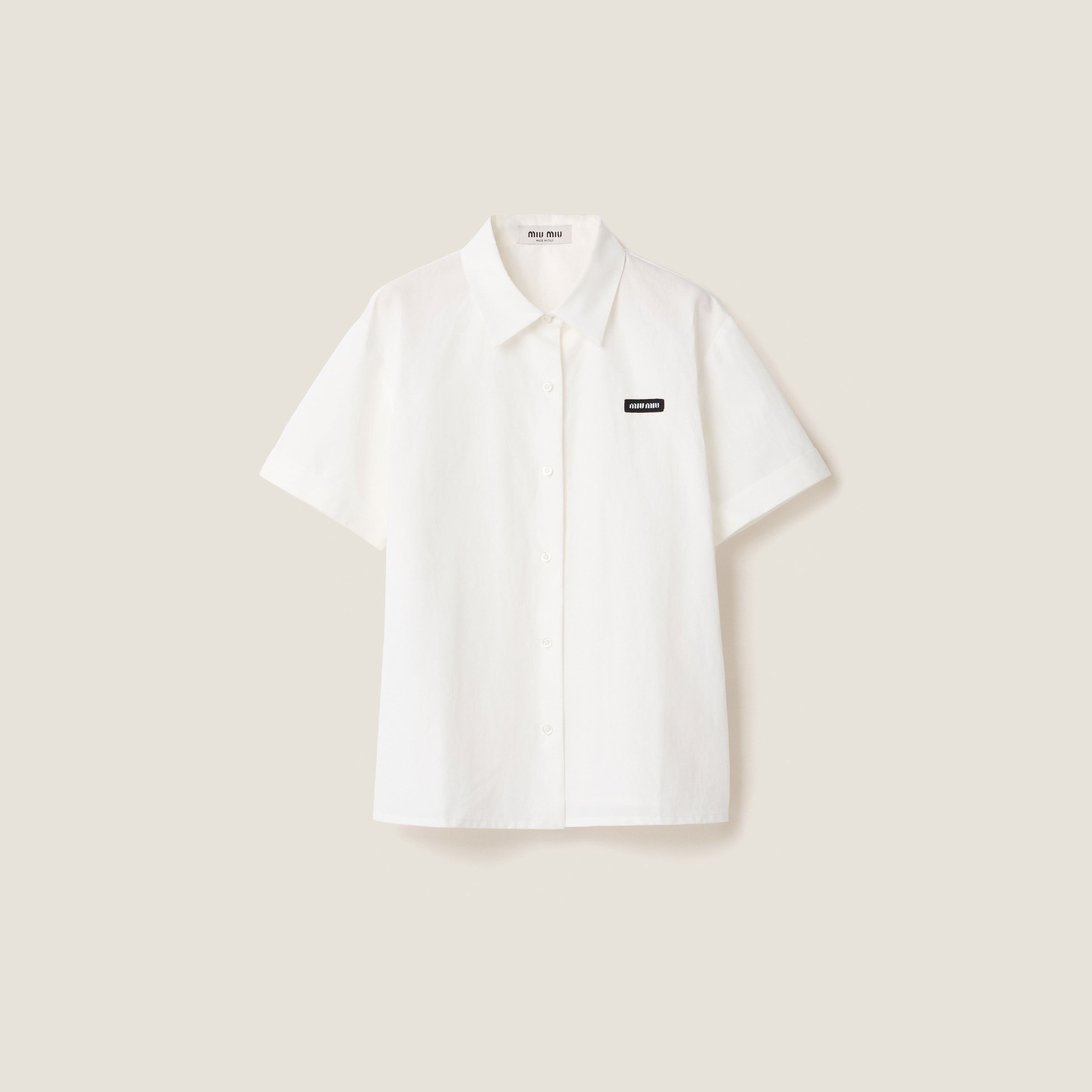miu miu ホワイト パフスリーブ シャツ 未使用品△Miu Miu ミュウ ミュウ 22SS MF4512 コットン100％ 襟
