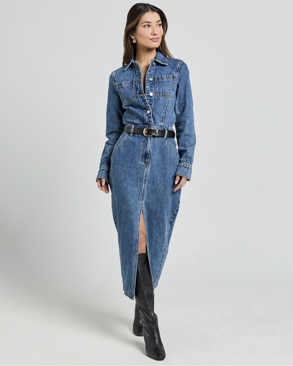 princess polly baby blue dress 15 Cute Denim Dresses You'll Wear All Spring Into Summer