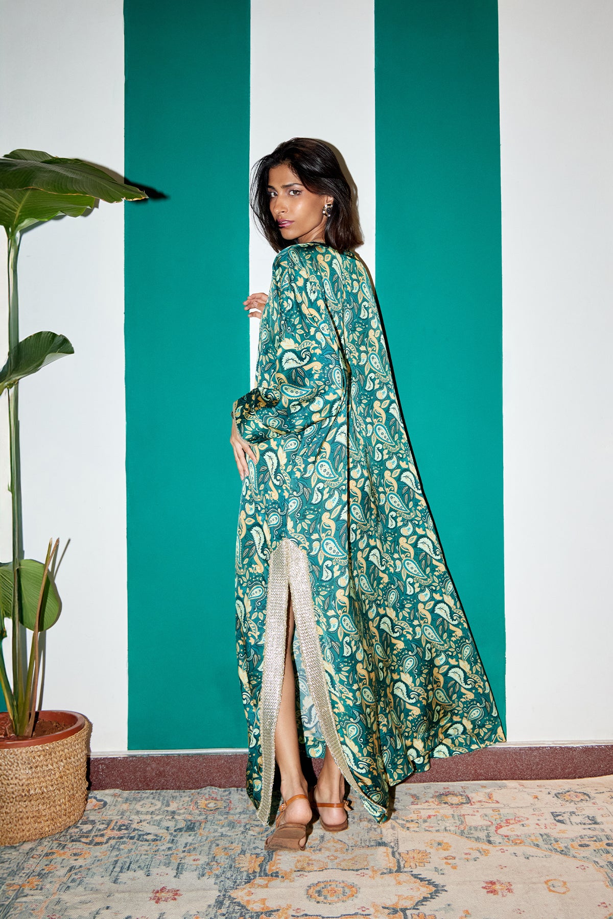 white lotus green dress Halter Maxi Dress DA31287H main image 0
