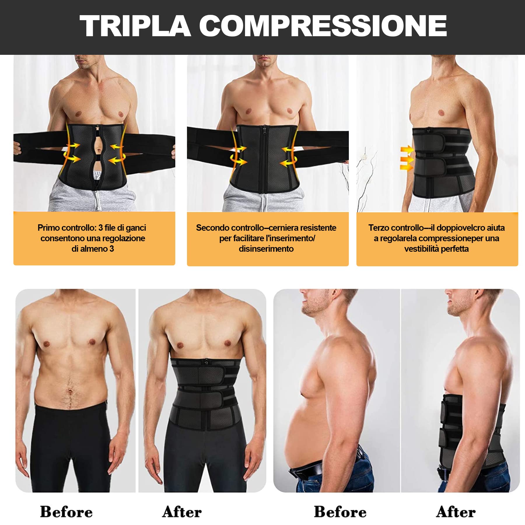 Cintura Addominale Dimagrante Baozun In Neoprene - Regolabile Fino A 114cm, Con Bracciale Per Sport - Foto 5