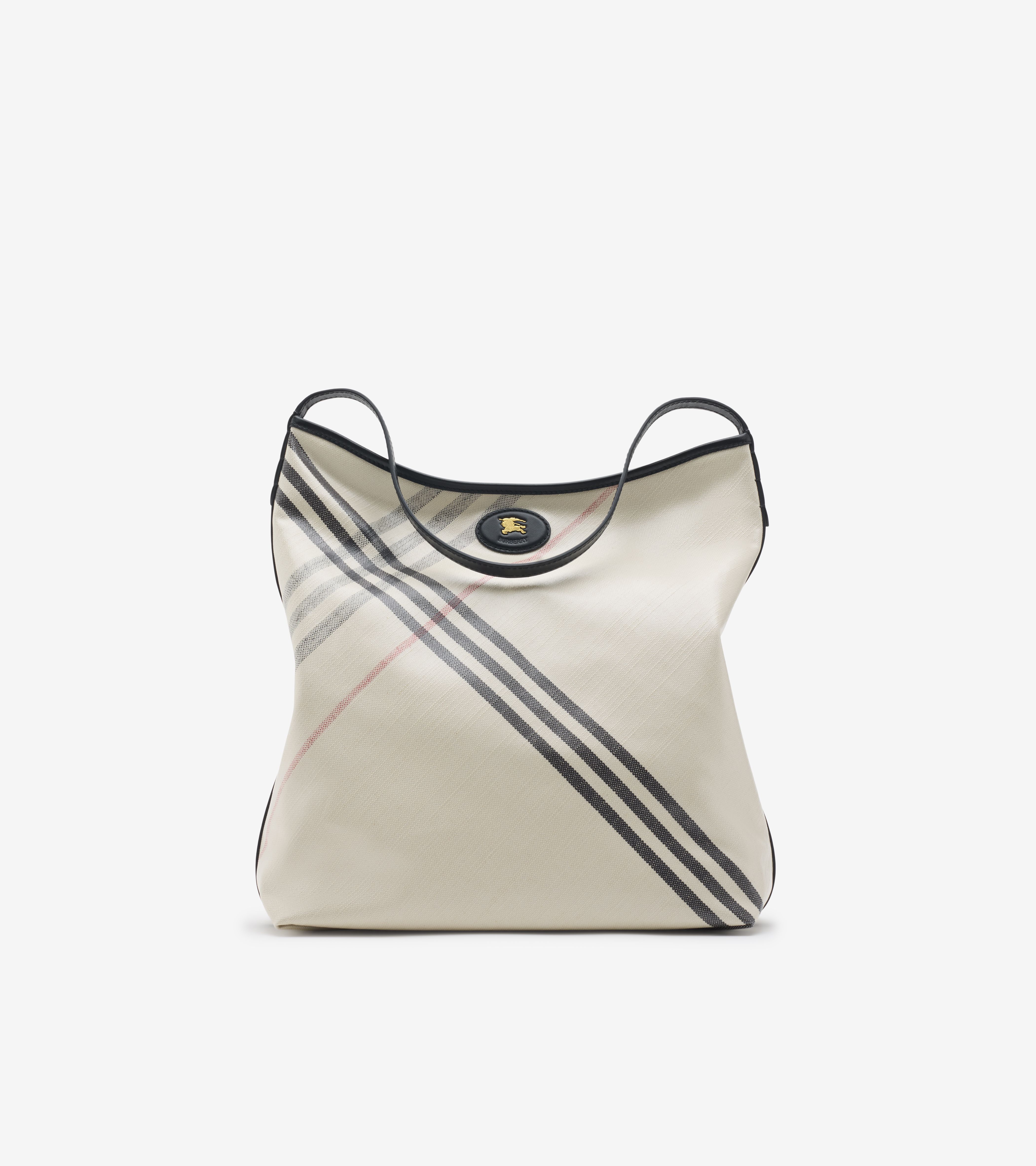 トートバッグ BURBERRY Embroidered Canvas Highlands Handbag Medium Highlands Tote in Sand - Women, Cotton, Linen